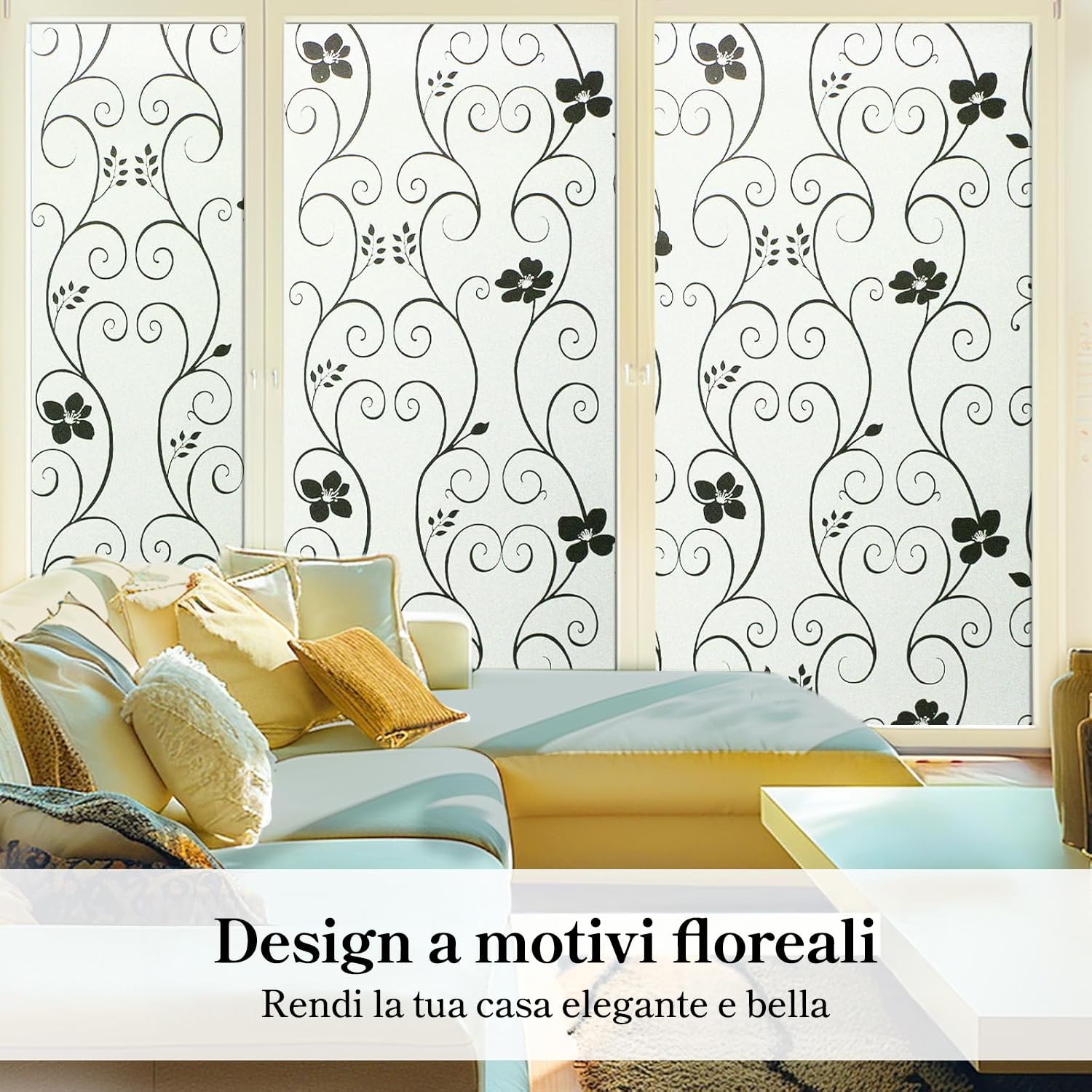 DUOFIRE Pellicola per Finestre Vetri Pellicola Privacy Pellicola Decorativa Pellicola Anti-UV DP014B (90cm X 300cm)