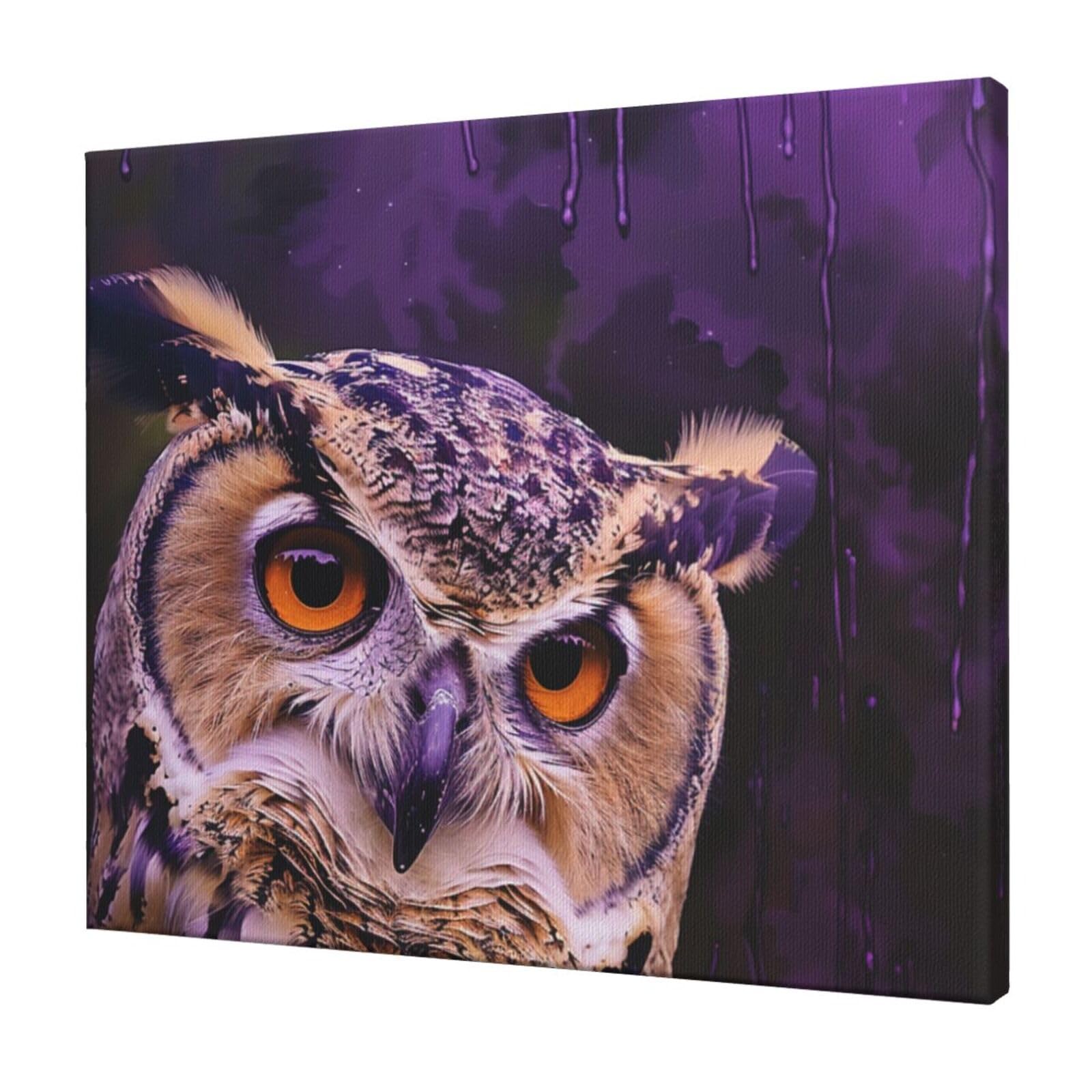 YKLJG Purple Printed Wall Art Canvas Prints 60x50 CM Wooden Framed Picture Painting Artwork for Bedroom Kitchen Home Office Decor