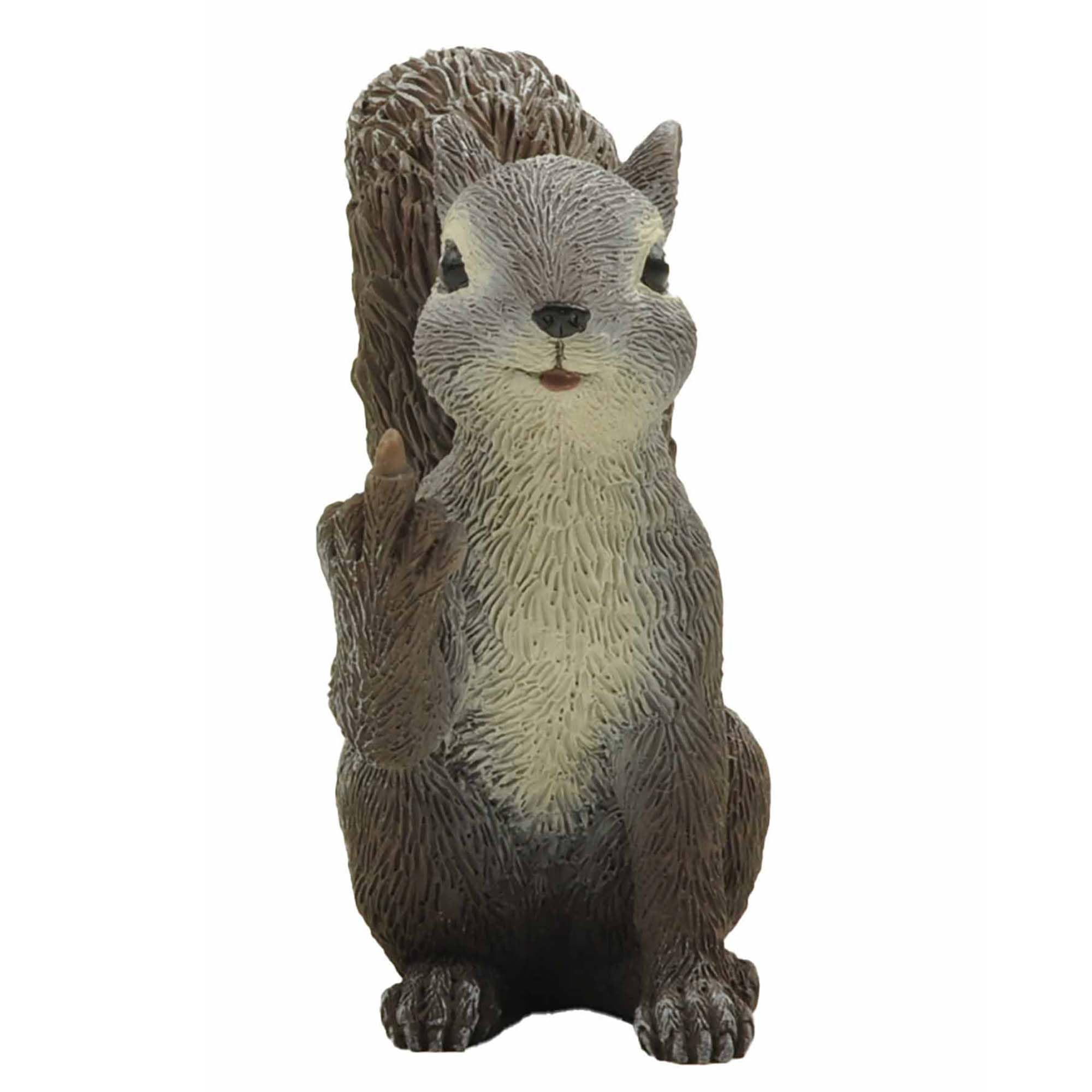 Rude Squirrel Figurine with Middle Finger, Funny Resin Animal Statue