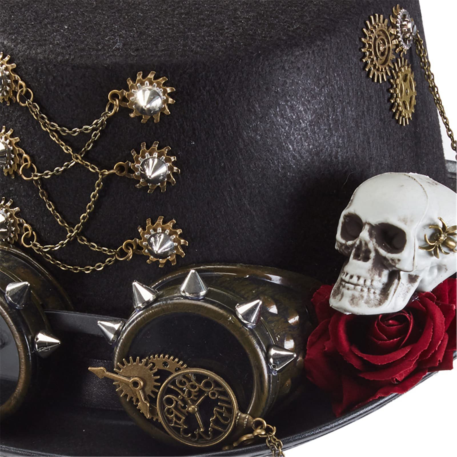 Sombrero Steampunk con gafas de esqueleto rosa