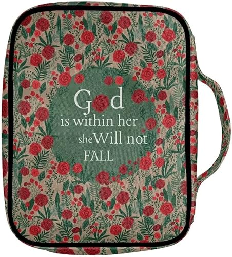 Miniatura 2 de Pensura Funda de Biblia de tamaño grande para mujer, funda de Biblia con estuche de rosa roja, organizador de Biblia con asa portátil y bolsillo