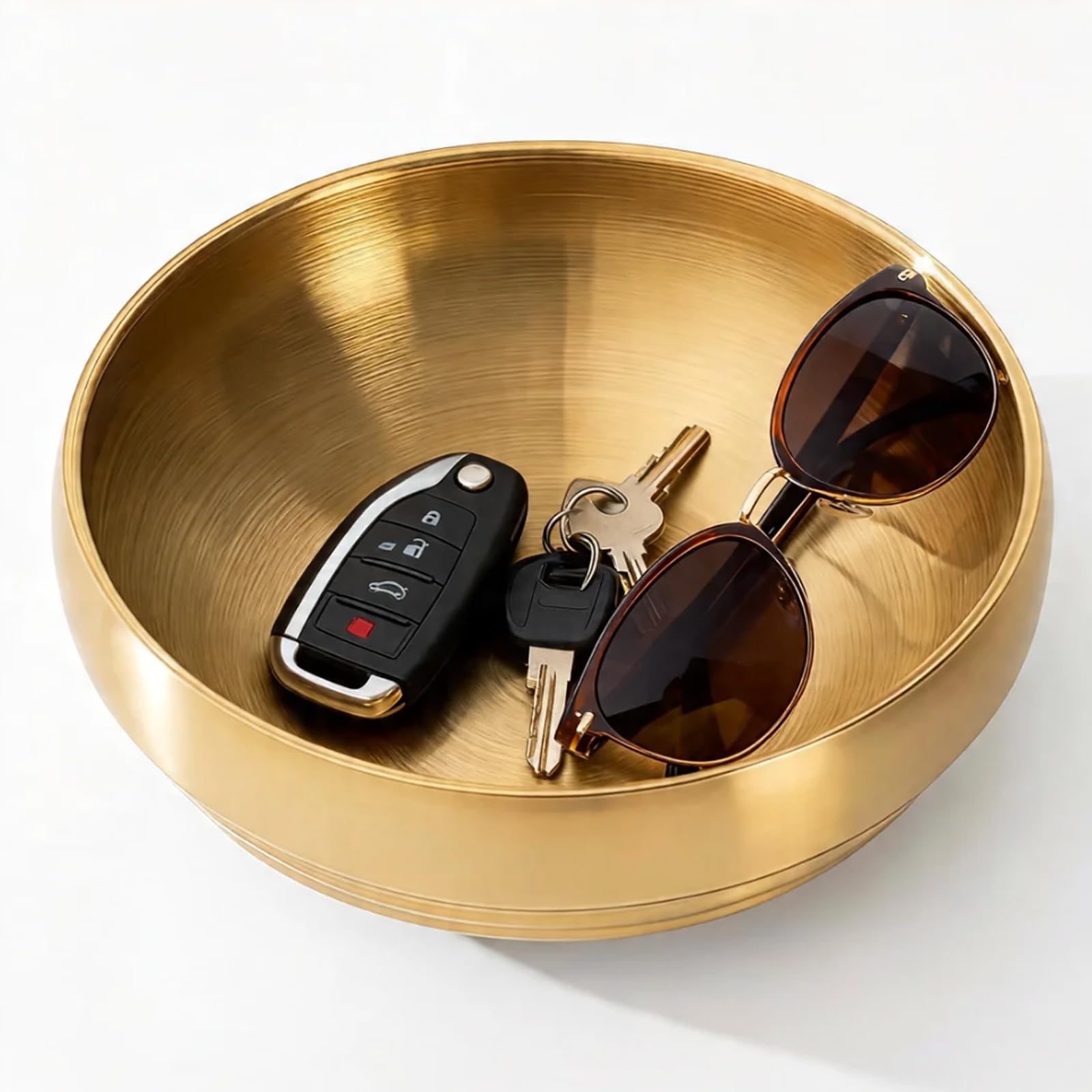 Gold Decorative Bowl,Key Tray Gold – Stainless Steel Jewellery Bowl 18.8 cm