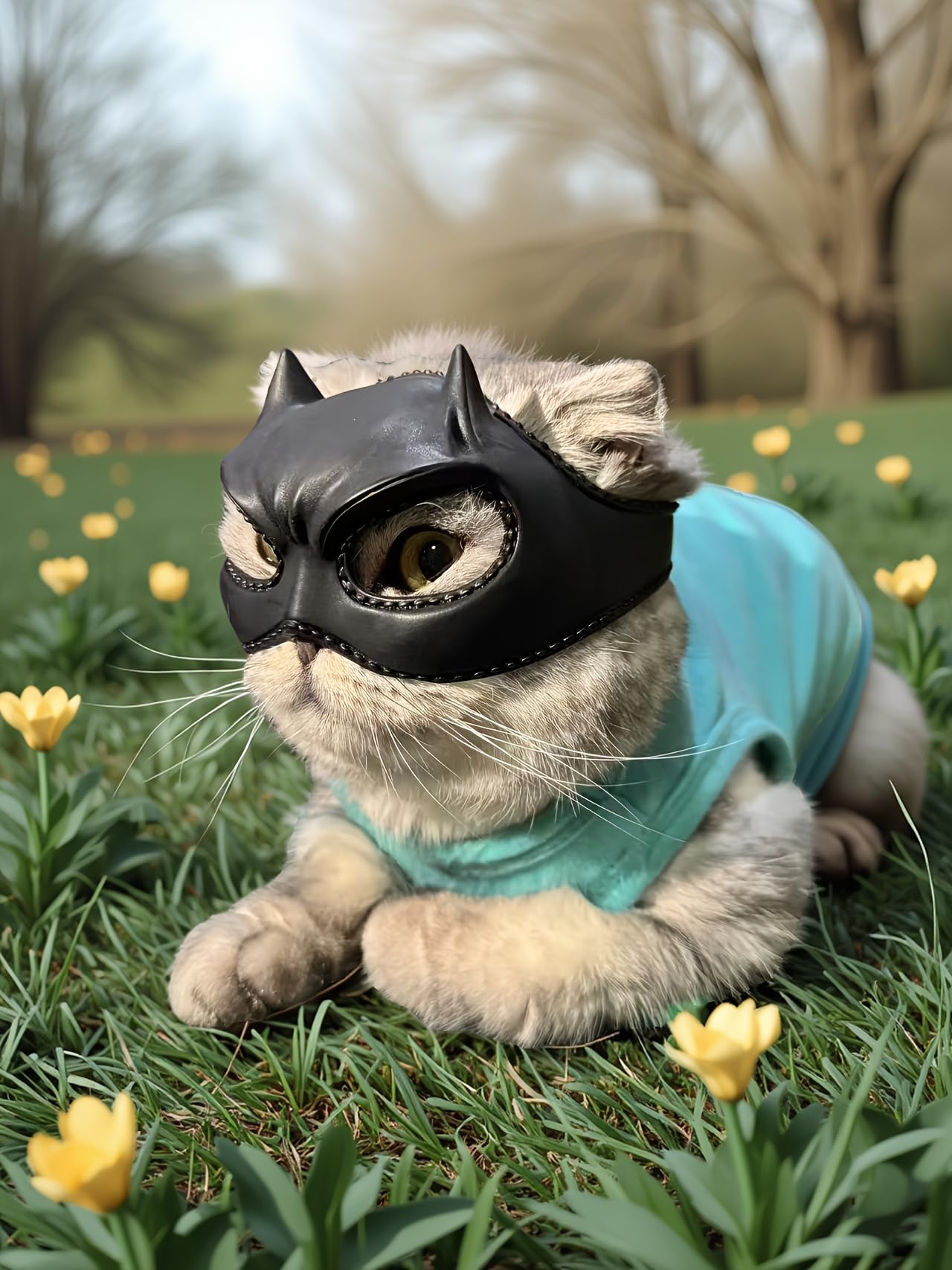 WANHUHOU Cat Bat Mask,Cat Cosplay Hat,Made of Latex, Soft And Fit, Adjustable Size, Suitable For cats under 12 lbs