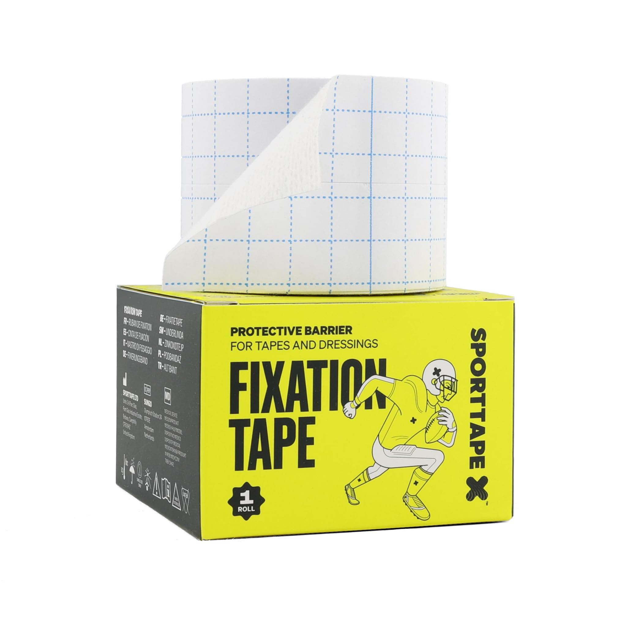 SPORTTAPE Fixation Tape - 5cm x 10m | Non-Woven Medical Adhesive Fabric for Dressings & Wound Protection | Strong Retention Tape for First Aid, Blisters, Skin, Feet, Shoulder, Henna - Single Roll