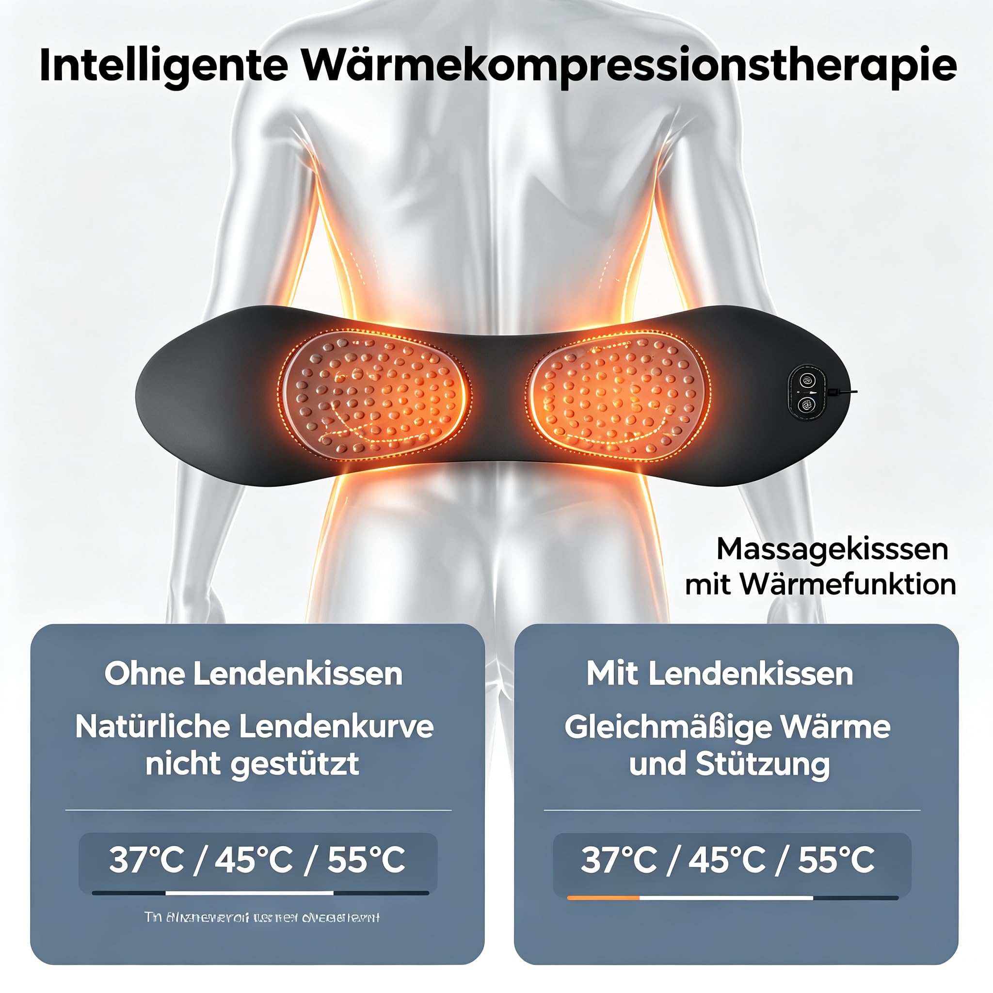 Curosleep Massagegerät Rücken, Massagekissen Mit Wärmefunktion (Hellgrau)