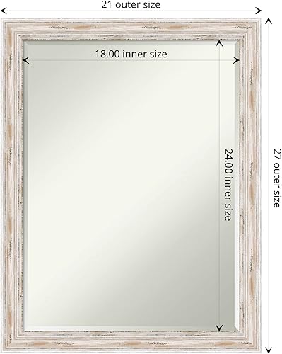 Miniatura 9 de Amanti Art Espejo de baño pequeño de madera biselada (29 x 23 pulgadas), marco blanco lavado Alexandria - Espejo de pared blanco, mediano