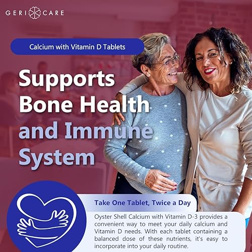 Miniatura 7 de GeriCare Oyster Shell Calcio 500mg + Vitamina D, Salud ósea, Tabletas de suplemento nutricional, 60 unidades (paquete de 1)