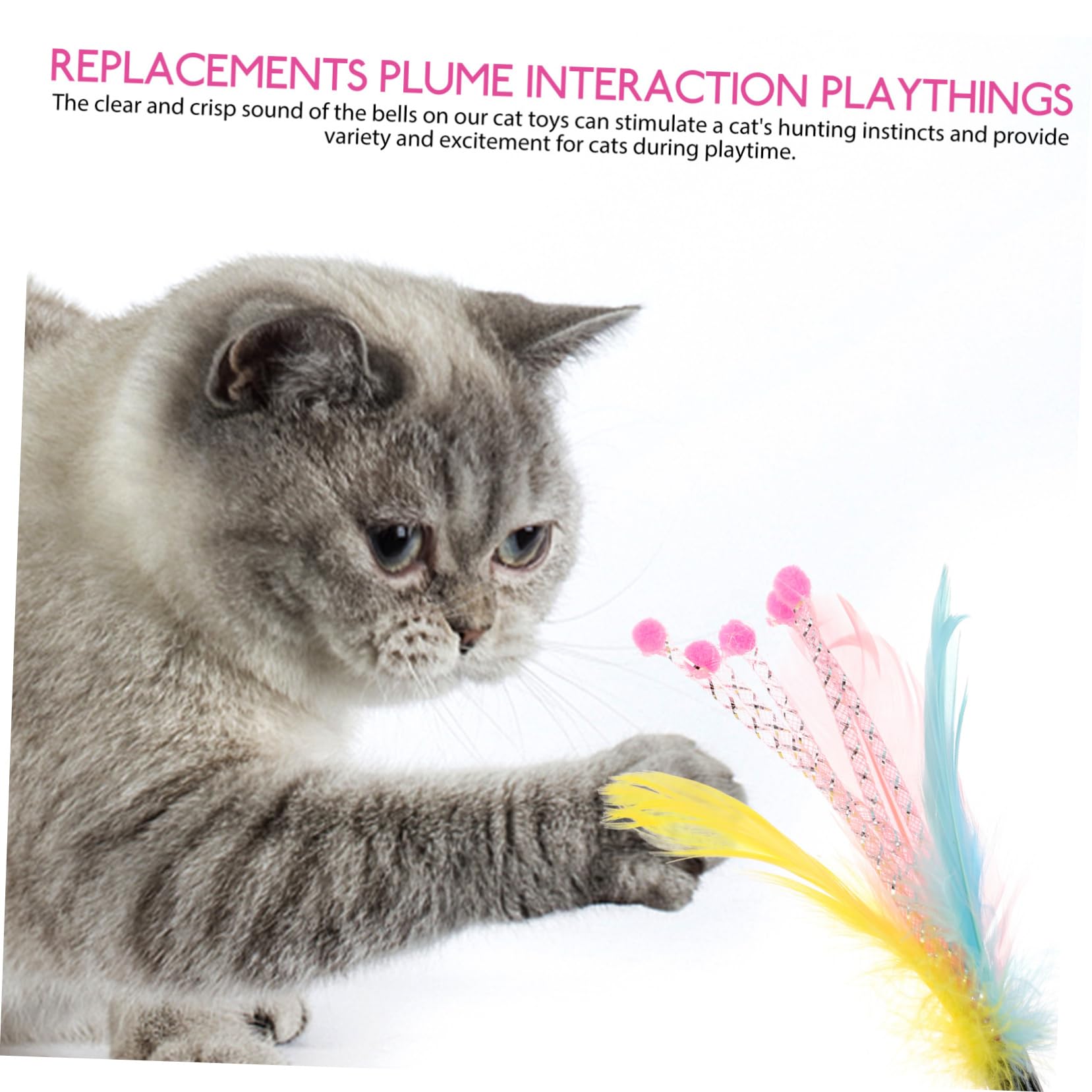 INOOMP 40pièces Jouets à Plume pour Chats Recharges pour Interactions Ludiques Intérieur Et Extérieur Améliorez De Votre Chat avec Sécurité