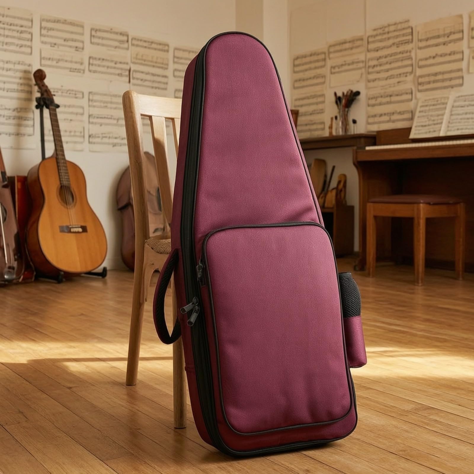 Bolsa con Bolsillo Lateral Impermeable | Resistente a Impactos, Funda para Instrumento Viento Electrónico, Acolchada, Funda con periores, Viajes, Oscuro