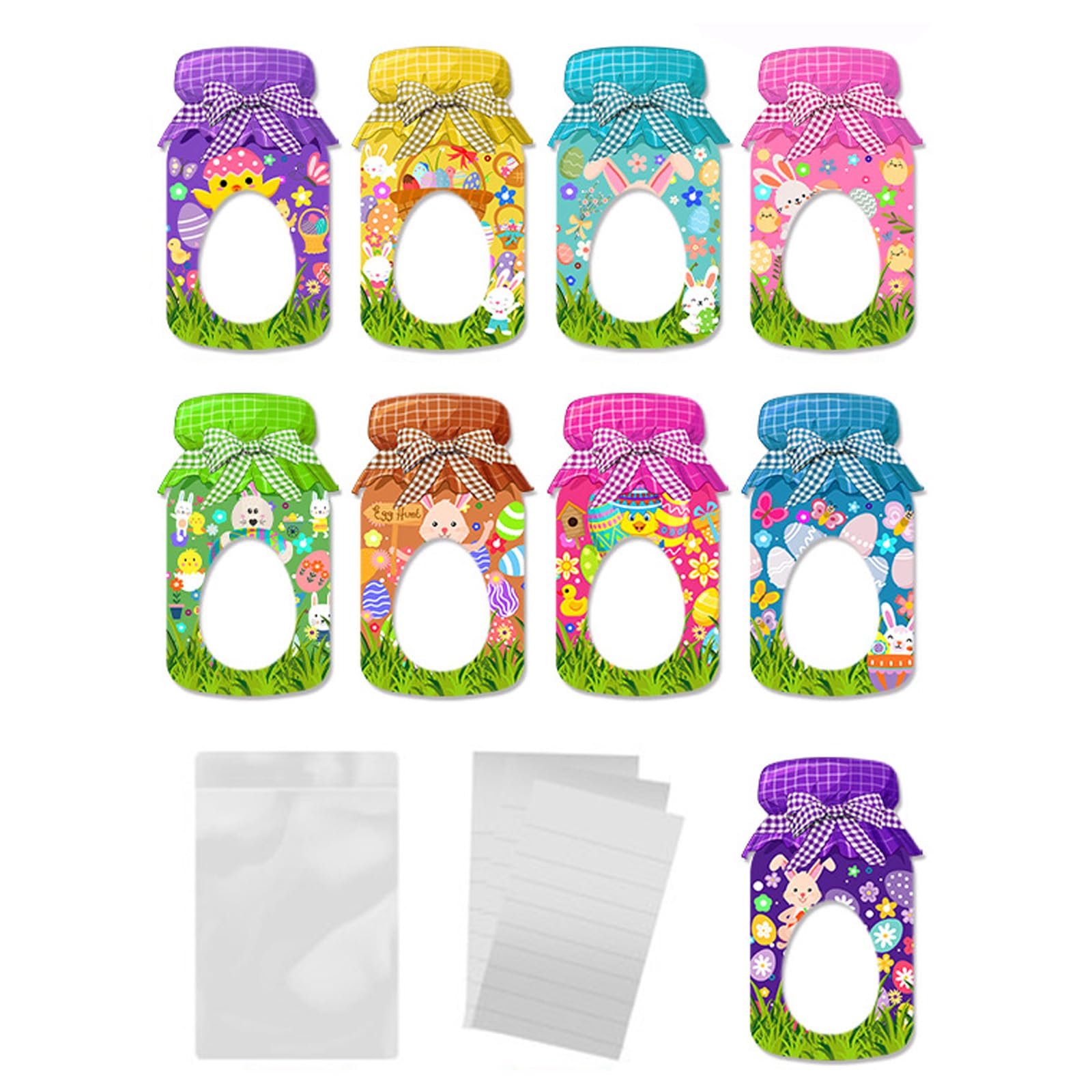 Kalttoy Easters Candy Holder Cards Jar Shape Easters Card Set Celebration Decors for Kids School Event and Celebration Greeting Cards