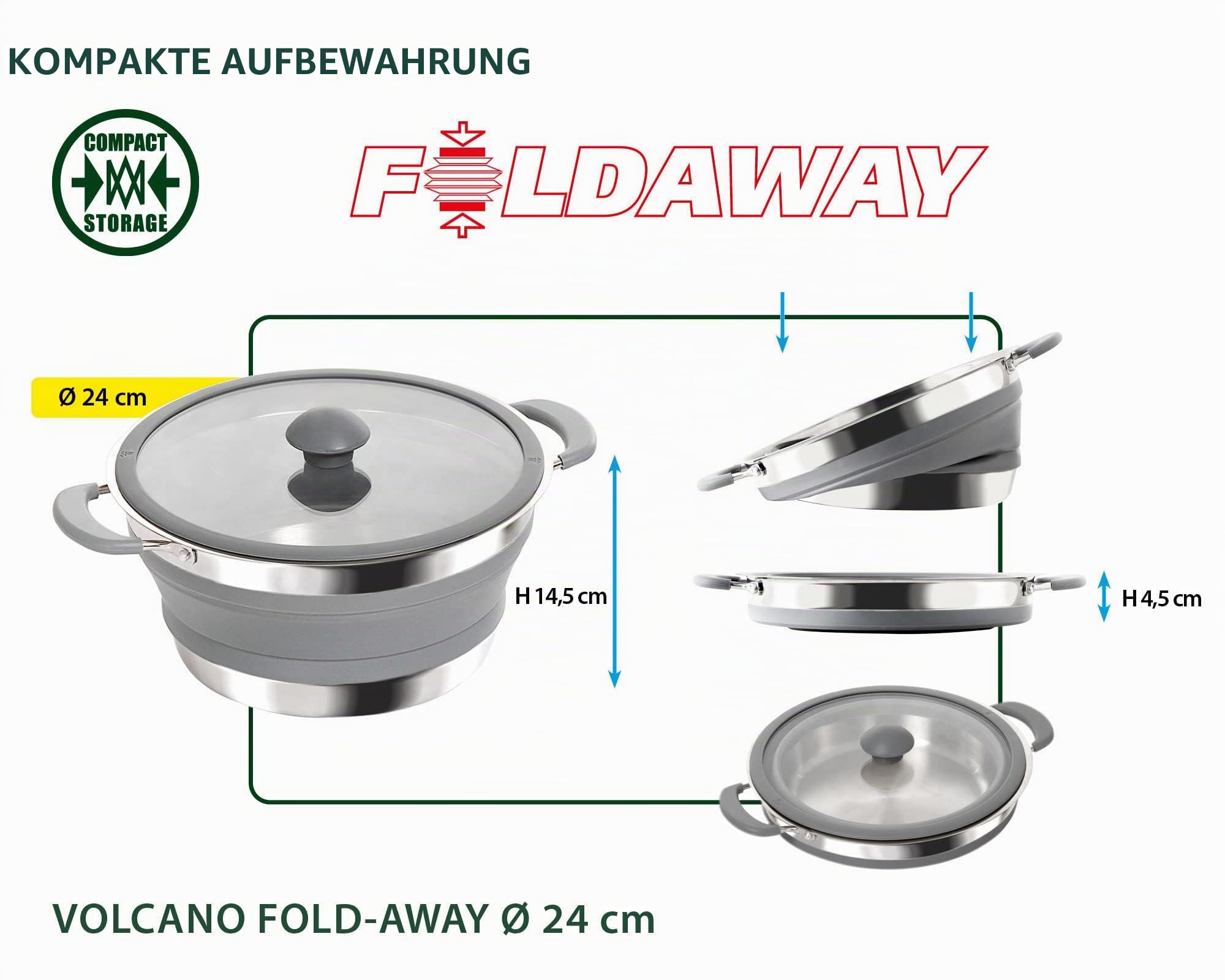 BRUNNER Geschirrset Fold Away, 24 cm, Silber