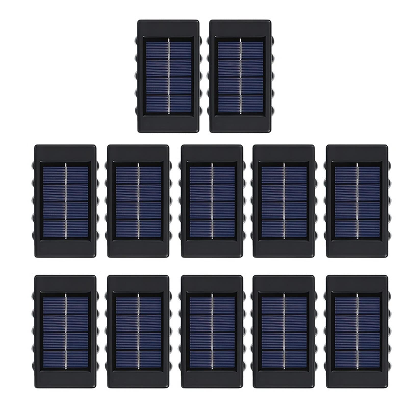Lámpara De Pared Solar LED 10 Luces For Exteriores, Impermeable, Arriba Y Abajo, Iluminación, Lámparas For, Decoración For Jardín Patio Del Hogar Brillante Y Suave(10LED-Warm 12PCS)