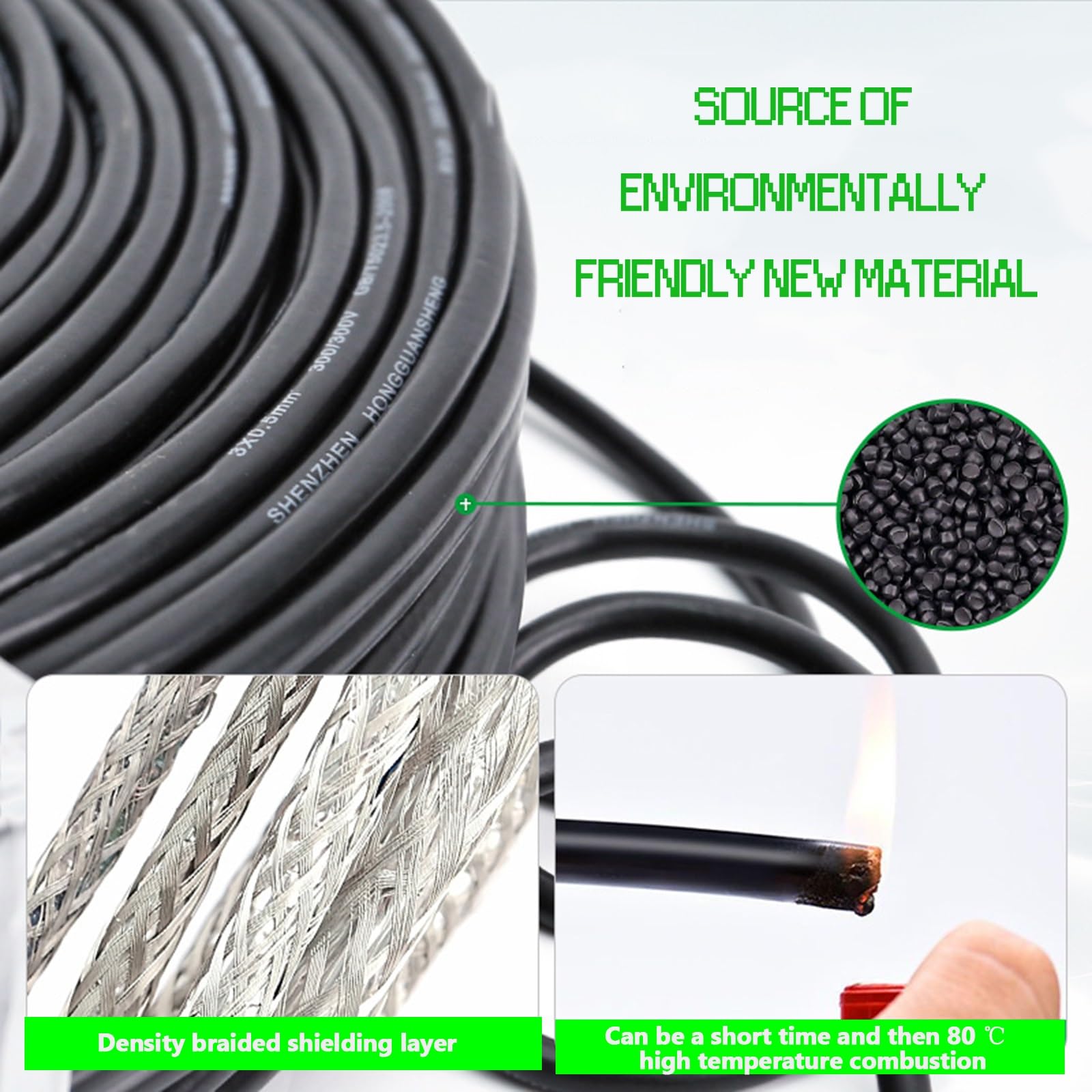 16–28 AWG, 9-adriges Geschirmtes Kabel, 10M-100M Anschlusskabel – Verzinntes Kupfer, PVC-Mantel, UL-zertifizierte Niederspannung(100ft,9C-28AWG)