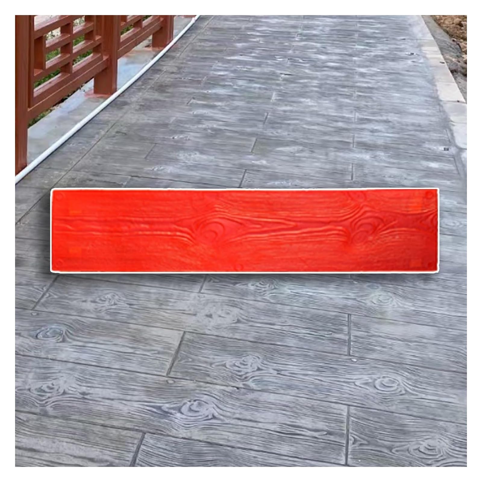 Set di tappetini in Cemento Effetto Legno - Set di 4 tappetini in Cemento Testurizzato con Maniglie, Ideale per progetti Fai-da-Te all'aperto, Pavimenti in Cemento e vialetti.