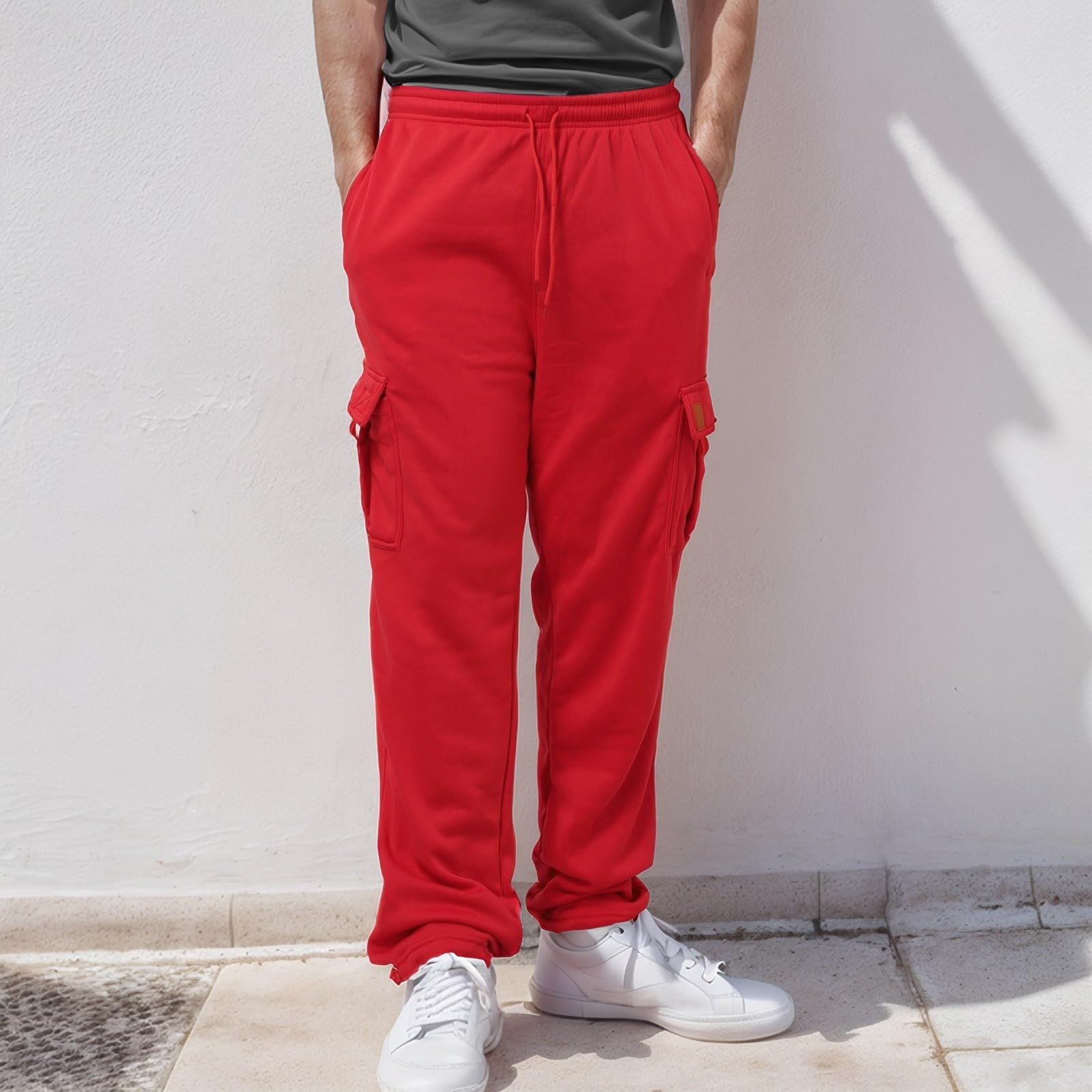 Generisch Pantalones cargo para hombre Slim Fit: pantalones de trabajo con muchos bolsillos pantalones de exterior de tallas grandes pantalones de senderismo forrados de forro polar pantalones