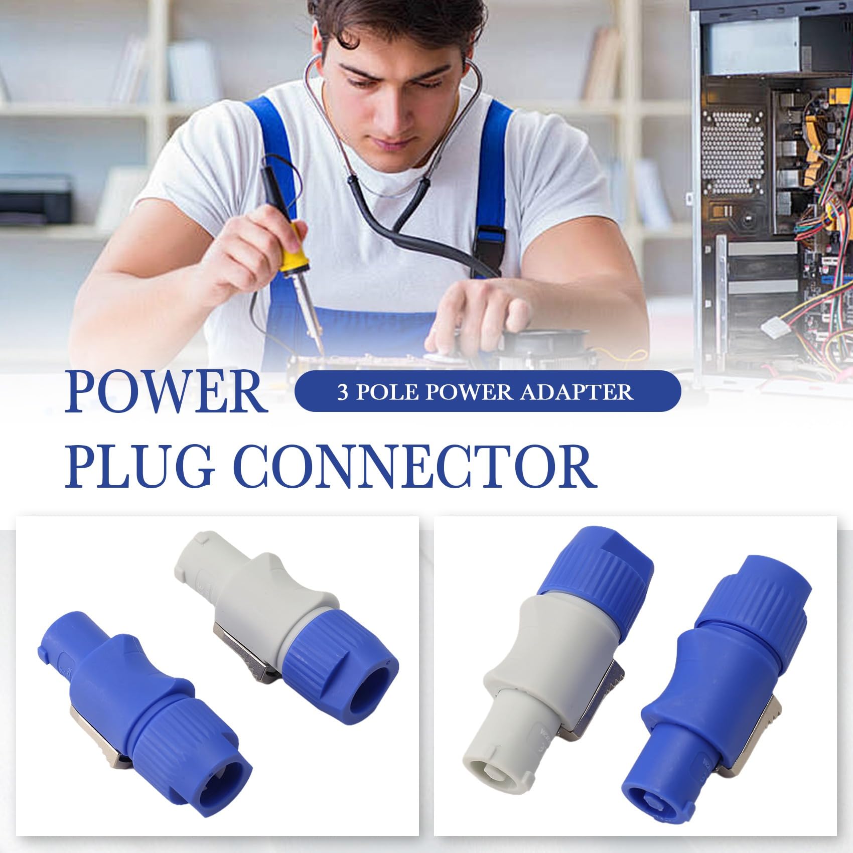 20 Pièces Connecteur Powercon NAC3FCA NAC3FCB Prise Haut-Parleur 20A 250V AC Connecteur de Prise D'Alimentation Bleu et Gris Blanc