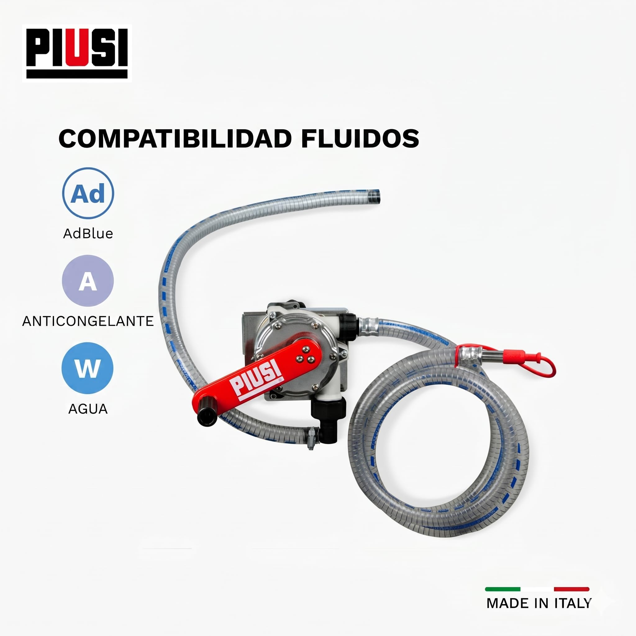 PIUSI Bomba de Mano para Transferencia de AdBlue/Urea/DEF, Agua y Anticongelante con Soporte para Tanque IBC, Capacidad 38 litros por 100 giros | Bomba de Mano Piusi IBC F00332B0A | Producto técnico para repostar y trasvase de solución AdBlue