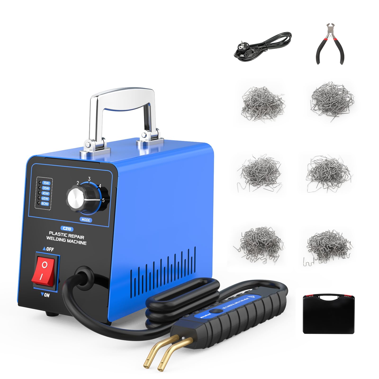 Spot Welding Machine, Plastic Repair Welding Machine,5-Speed Adjustable 80W Hot Stapler Plastic Welding Gun Machine Plastic Repair Welding Car Bumper Repair Tool 220V/110V With 600PCS Staples