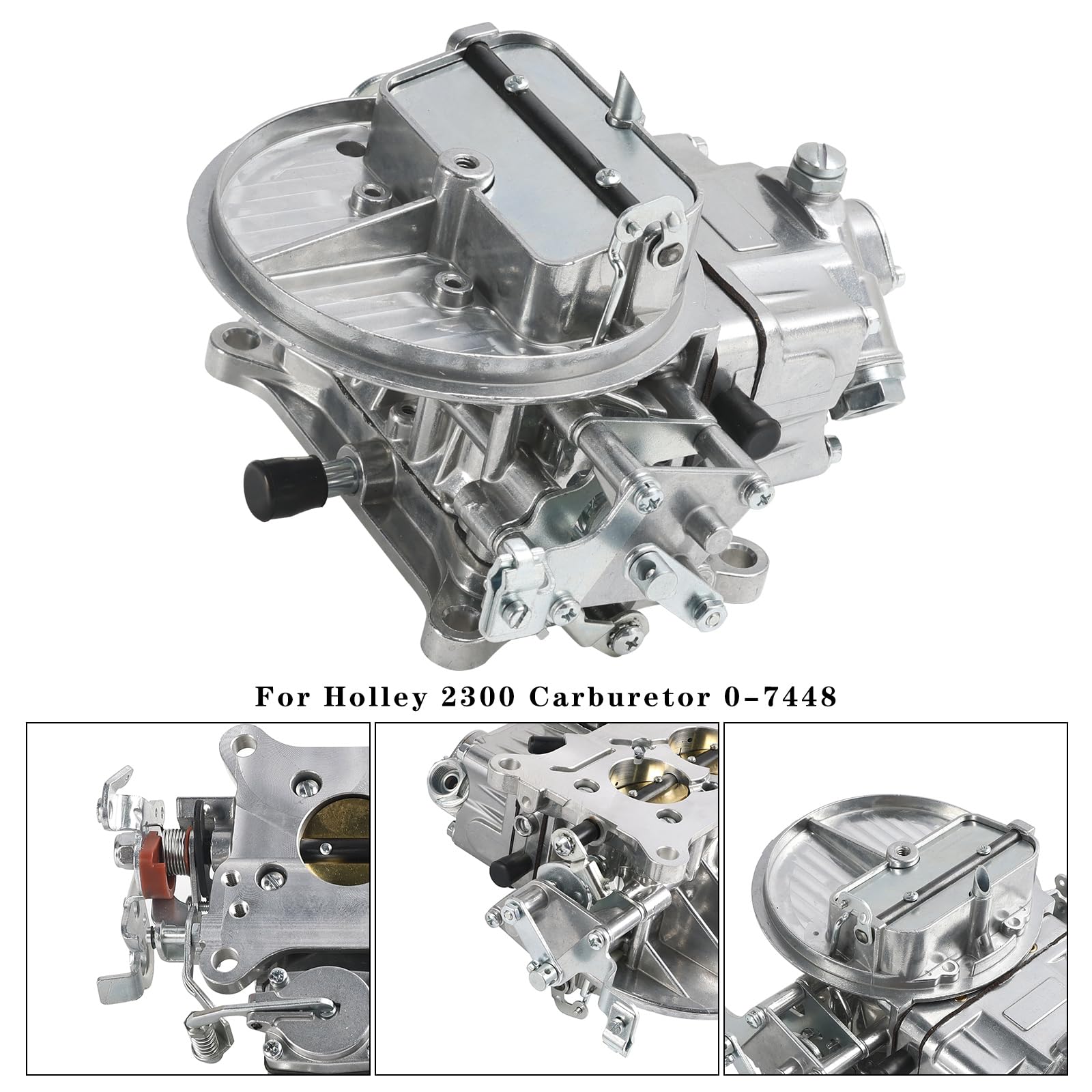 Carburador 2BBL 350 CFM Manual para Holley 2300 0-7448 de Aluminio, Boquillas Primarias 61, Válvula de Potencia 8.5, Entrada de Combustible Sencilla, Puerto de Vacío, Repuesto Directo para Gasolina