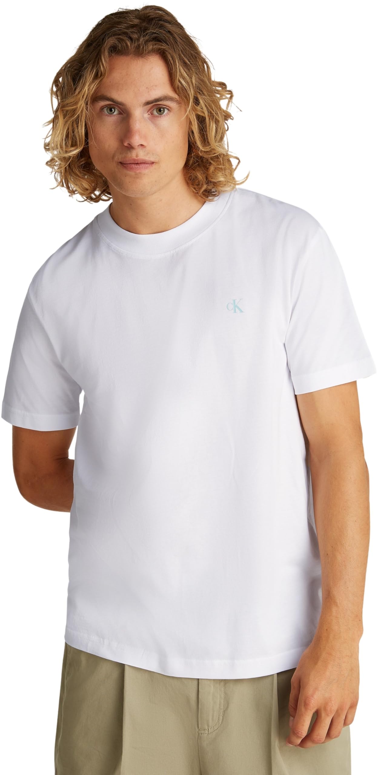 Calvin Klein Herren T-Shirt Kurzarm Painted Tee mit Rundhalsausschnitt, Weiß (Bright White), XL