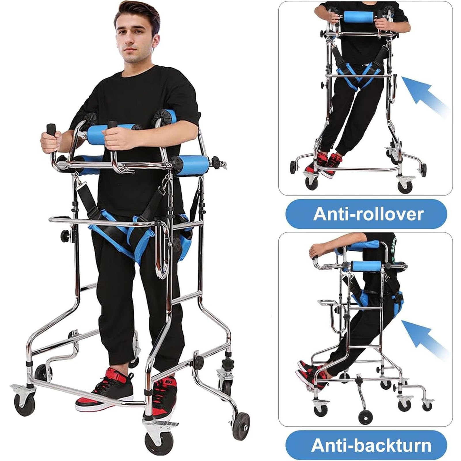 Deambulatore con Sedile per Anziani, Rollator a 4 Ruote, Freni in Piedi Deambulatore Mobilità E Ausili per La Vita Quotidiana Ausili per Anziani Adulti, Altezza Regolabile