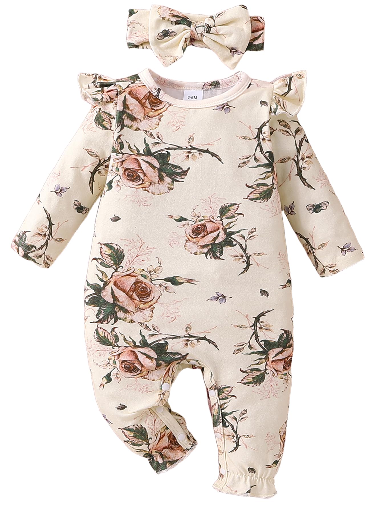 Newborn Baby Girl Clothes Floral Romper Bodysuit Jumpsuit