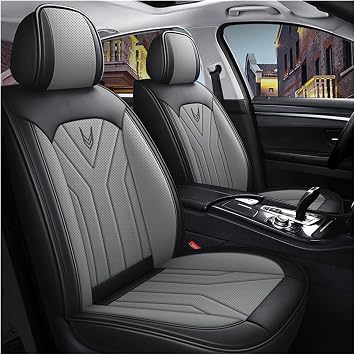 Car Seat Covers Full Set 5 for Mercedes Benz A/B/C/E/S/GL/GLA/GLC/GLK/GLS, Leather Luxury Cover Front and Rear Protectors, WaterproofBBlack Grey