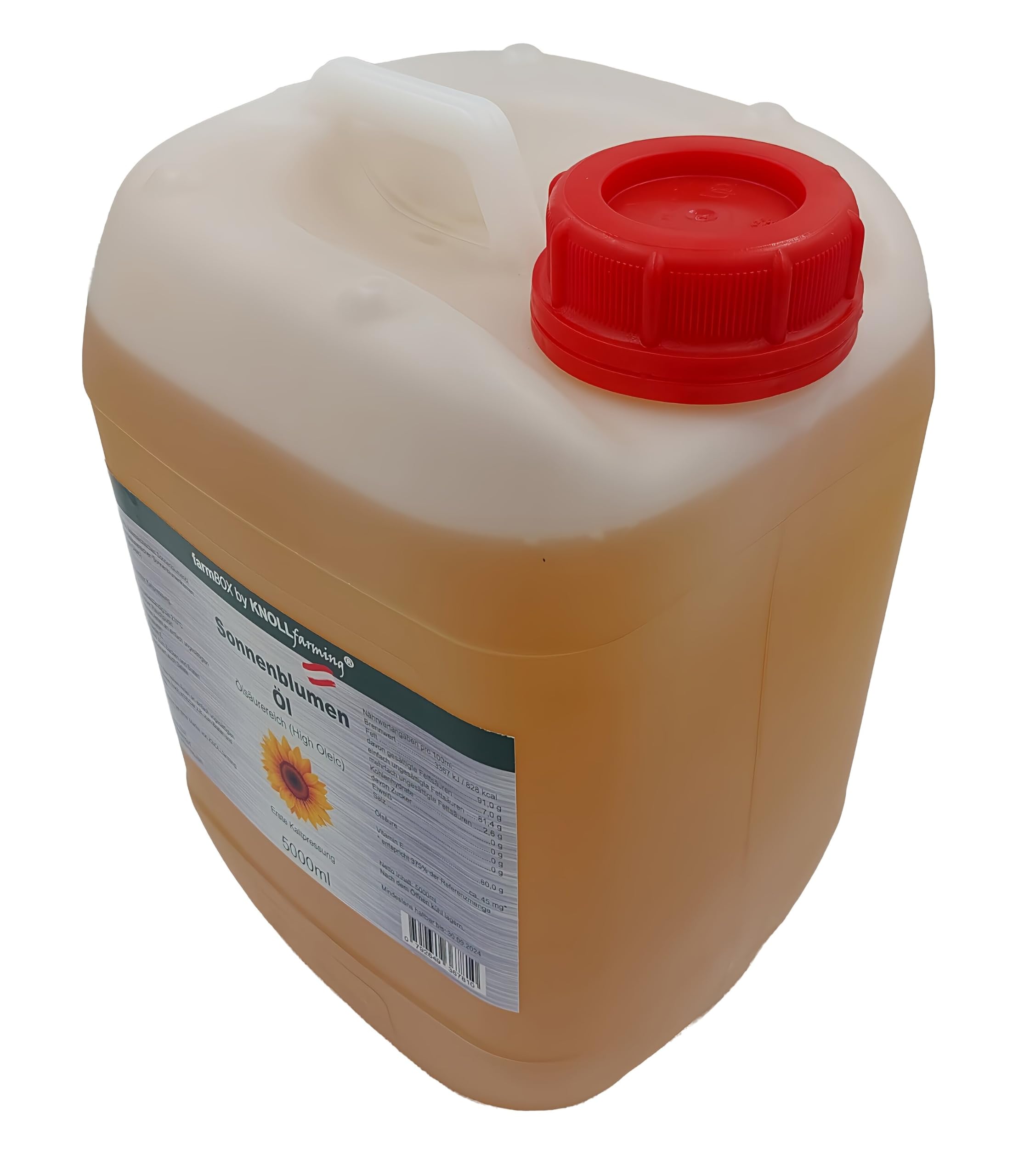 FarmBox High Oleic - Aceite de girasol (5000 ml, 5 L, prensado en frío, de Austria)