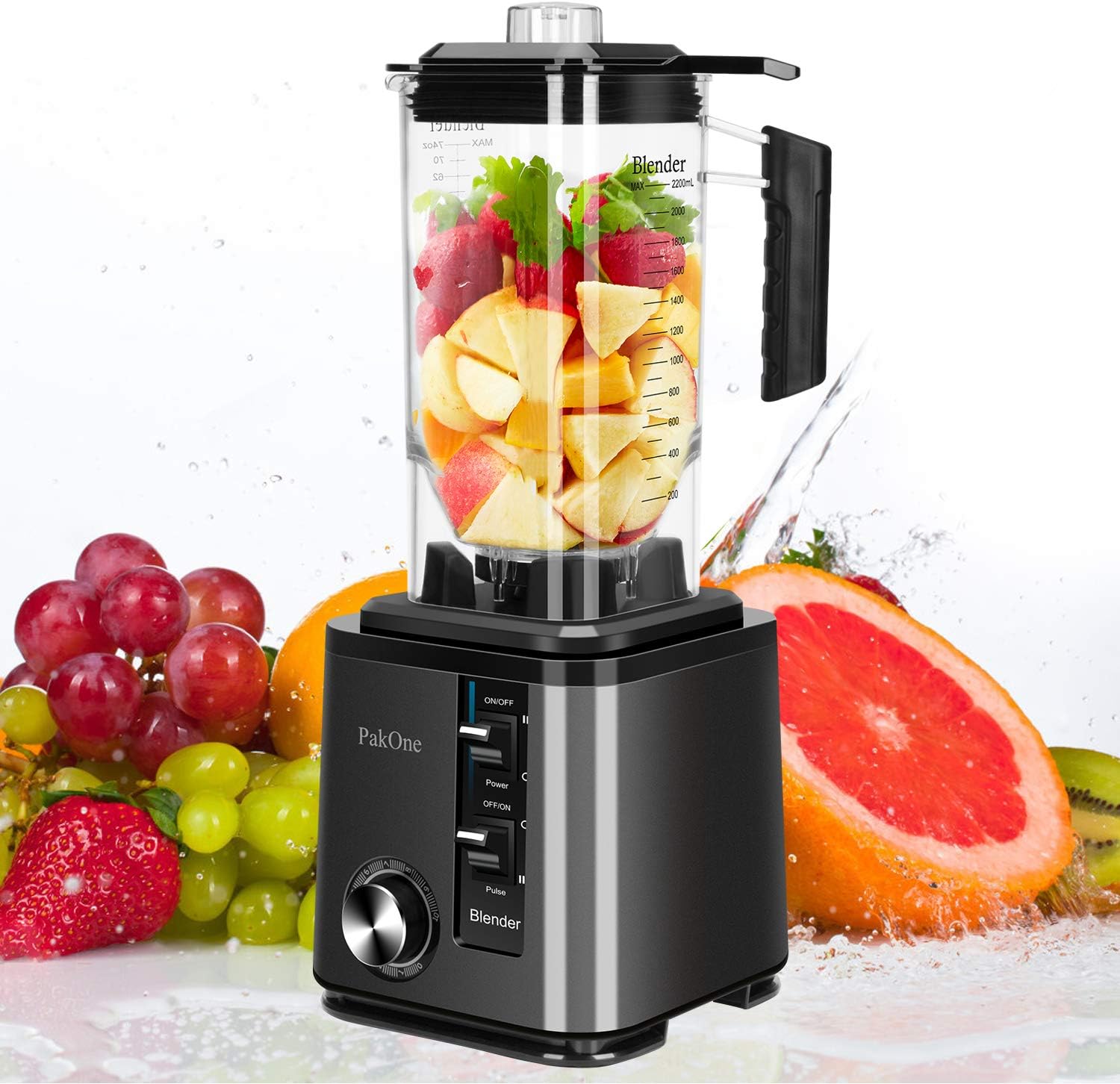 PakOne Professional Countertop Blender, High speed blender with 1800W Base,SUS 316 Stainless-Steel Blades, Smoothies Maker with 74 Oz BPA-Free Big Capacity Jar, DT-710 Dark Grey : Home & Kitchen