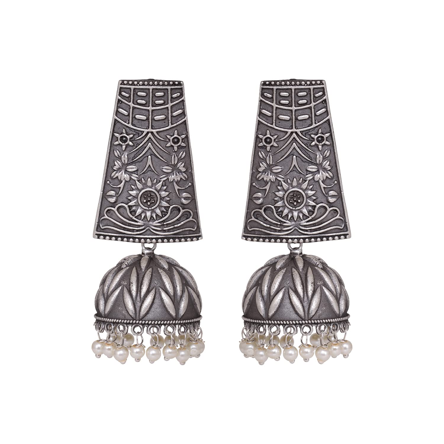 Saraf RS Jewellery-Oxidised Siver Handcrafted Filigree Dome Jhumka Earrings (B09PLMZ4CN) Amazon Price History, Amazon Price Tracker