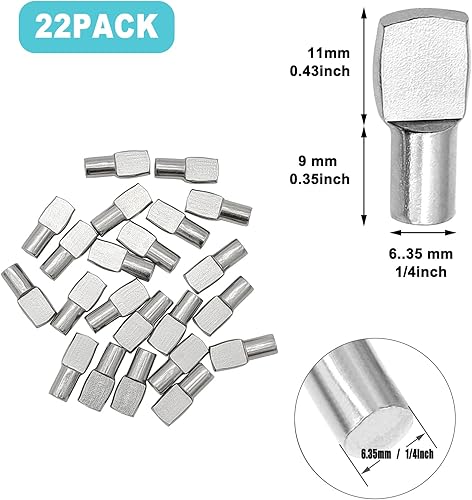 Miniatura 2 de 22 clavijas de estante de 14 pulgadas de diámetro, con forma de cuchara de níquel, chapadas en níquel, para estantes de gabinete, soportes de