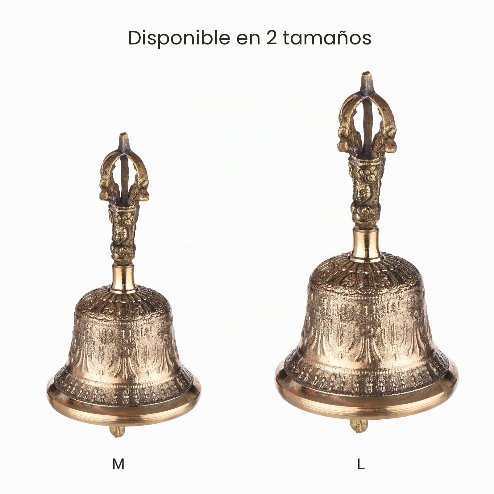 Karlak Campana de mano budista tibetana de bronce con acolchado Vajra para meditación y oración