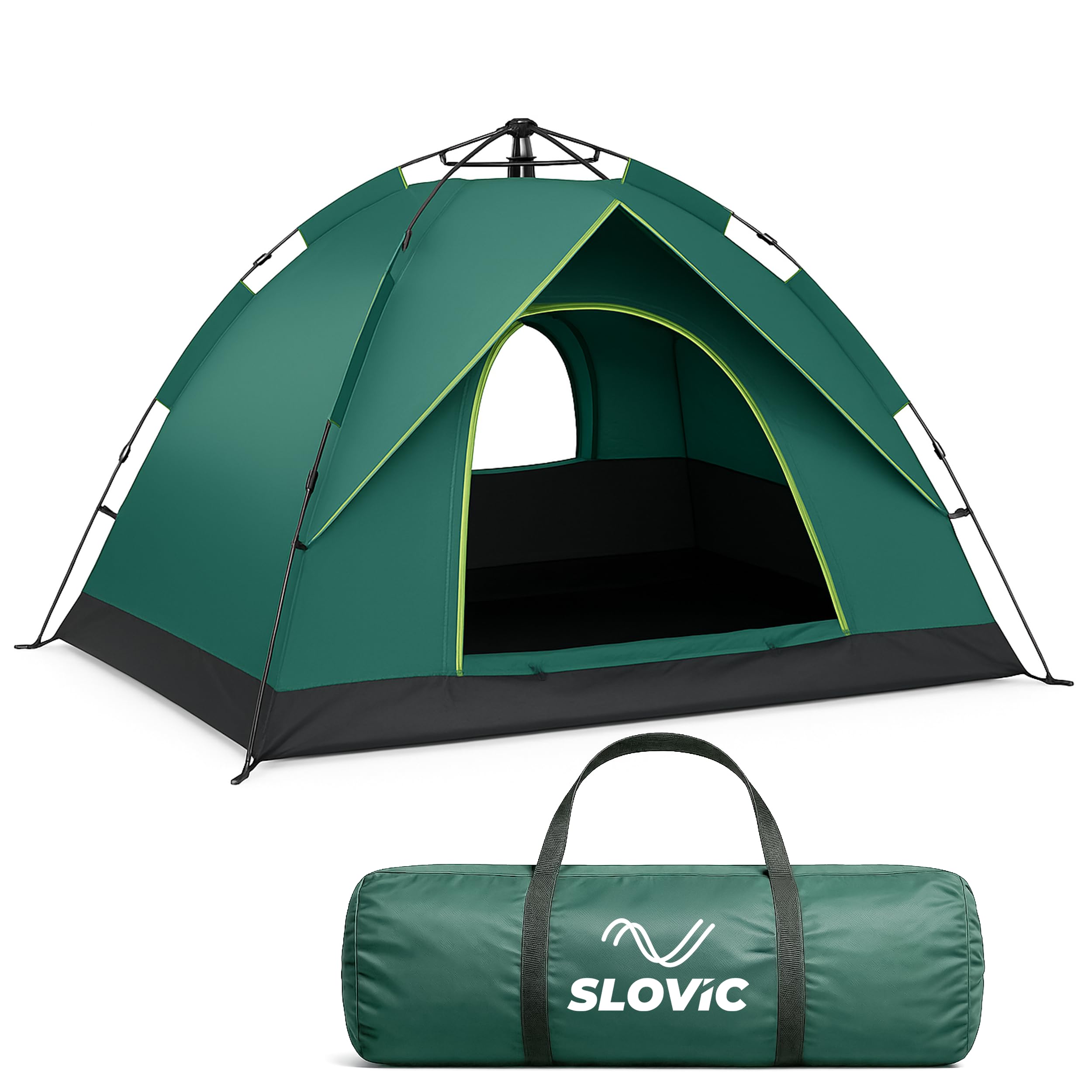 Slovic Portable Tent House for Camping | Ideal for 3 People | Water-Proof Tent House for Adults | Camping Accessories for Outdoor | Ideal for Picnic, Travel, Hiking, Outdoor | Green