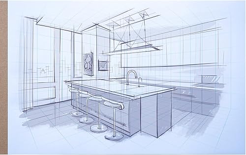 Miniatura 3 de Koala Tools - Bloc de dibujo de 40 páginas para perspectiva de 2 puntos, bloc de bocetos de cuadrícula de habitación con diseño de paredes virtuales