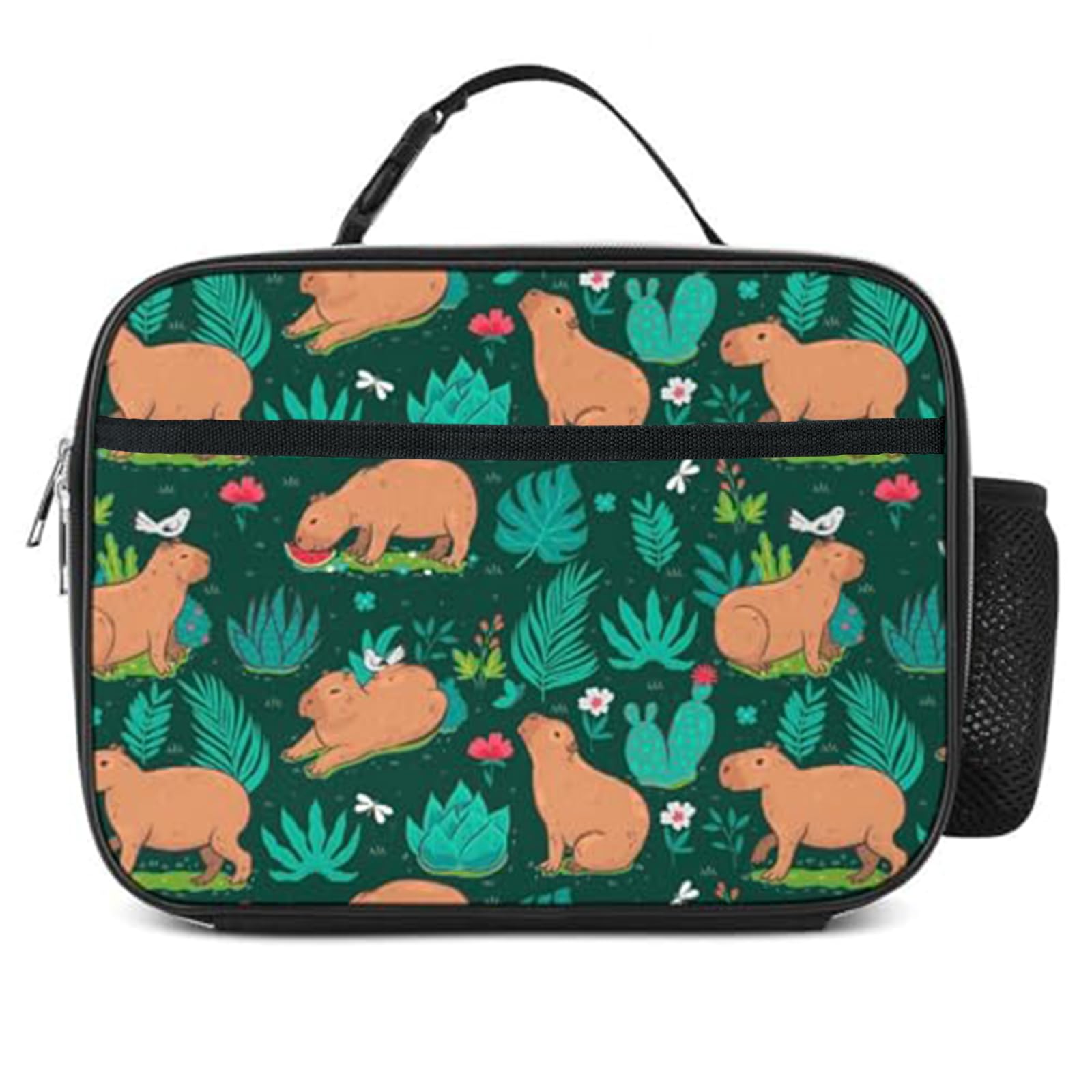Capybaras Lunch Box Reusable Insulated Lunch Bag For Kids Toddler Girls Boys Woman Man Animal Print Thermal Cooler Tote Bag School Work Travel Picnic