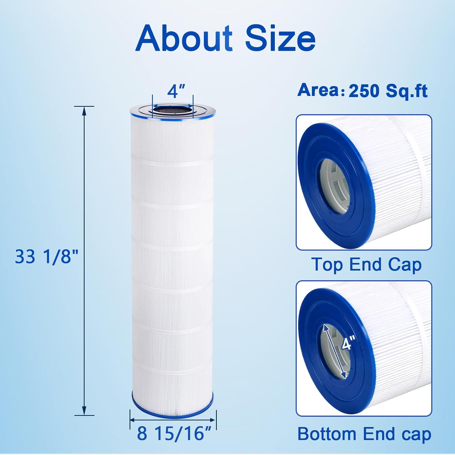 Pool Filter Compatible with Jandy CS250, Unicel C-8425, R0462500, PJANCS250, Unicel C-8418, Filbur FC-0824, 250 Sq.ft Filter Cartridge with Advanced Filtration System for Longer Life -1 Pack - Image 2