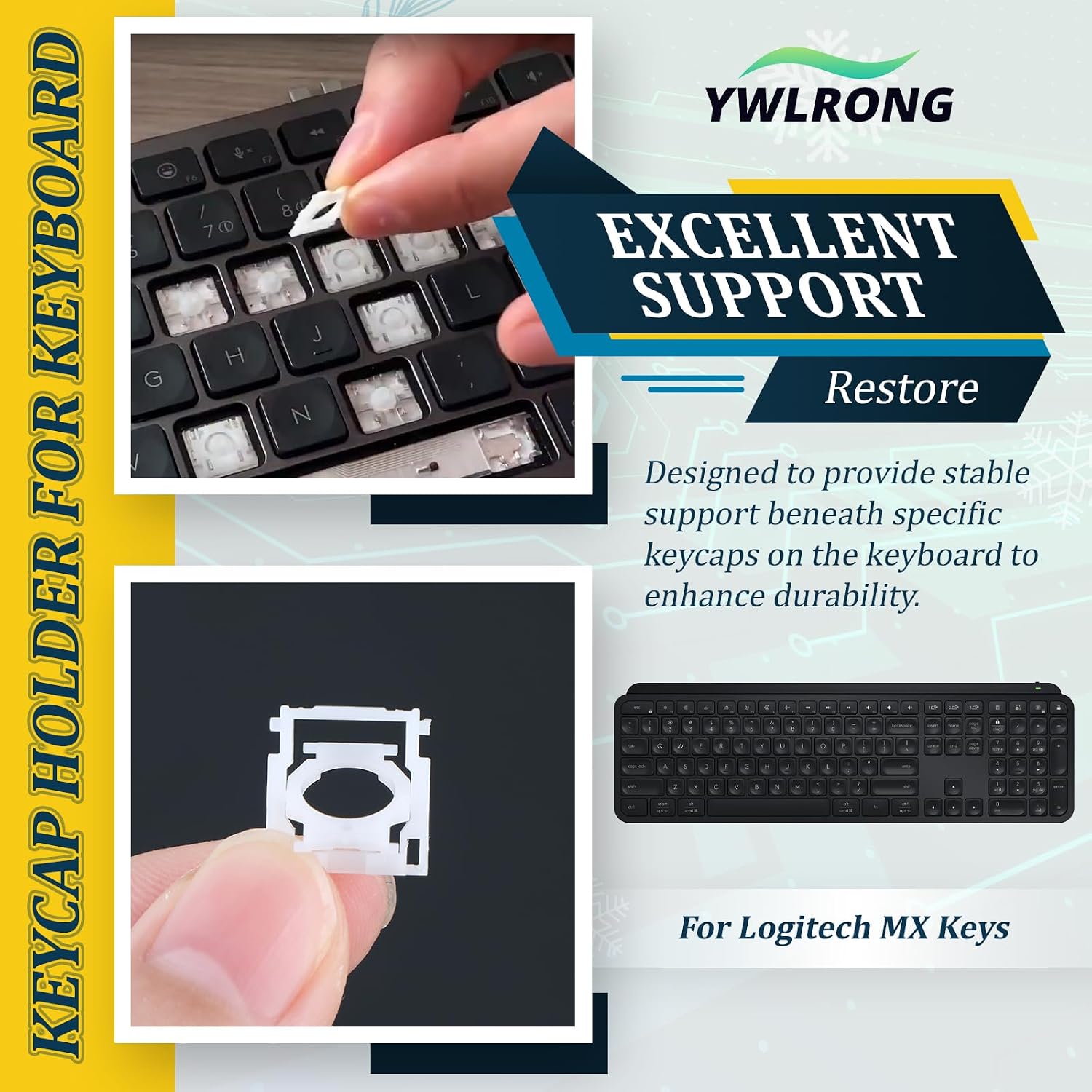 2PCS for Logitech MX Keys Keyboard Hinges Mechanical Keyboard Key Support Brackets Compatible with Logitech MX Keys Keycap Hinge Clips Replacement Accessories image 3