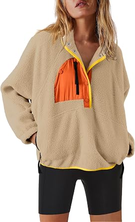 Nirovien Womens Fleece Pullover Quarter Zip Sherpa Jacket Fuzzy Sweatshirt