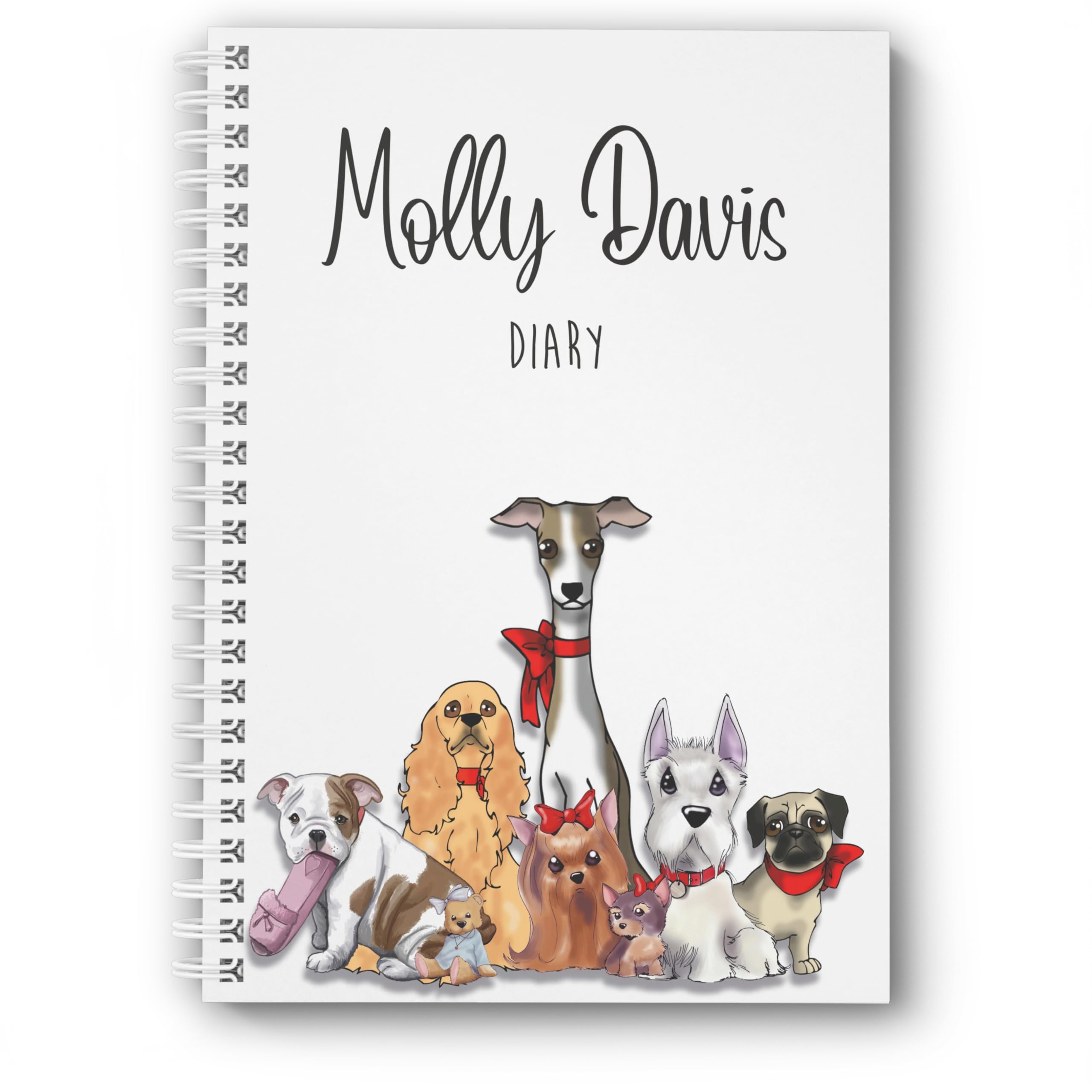 Personalised Appointment Book Diary, Cute Dogs, Dog Walker, Dog Groomer, Dated, Any Month/Year Start 2025, 2026, 2027, 2028