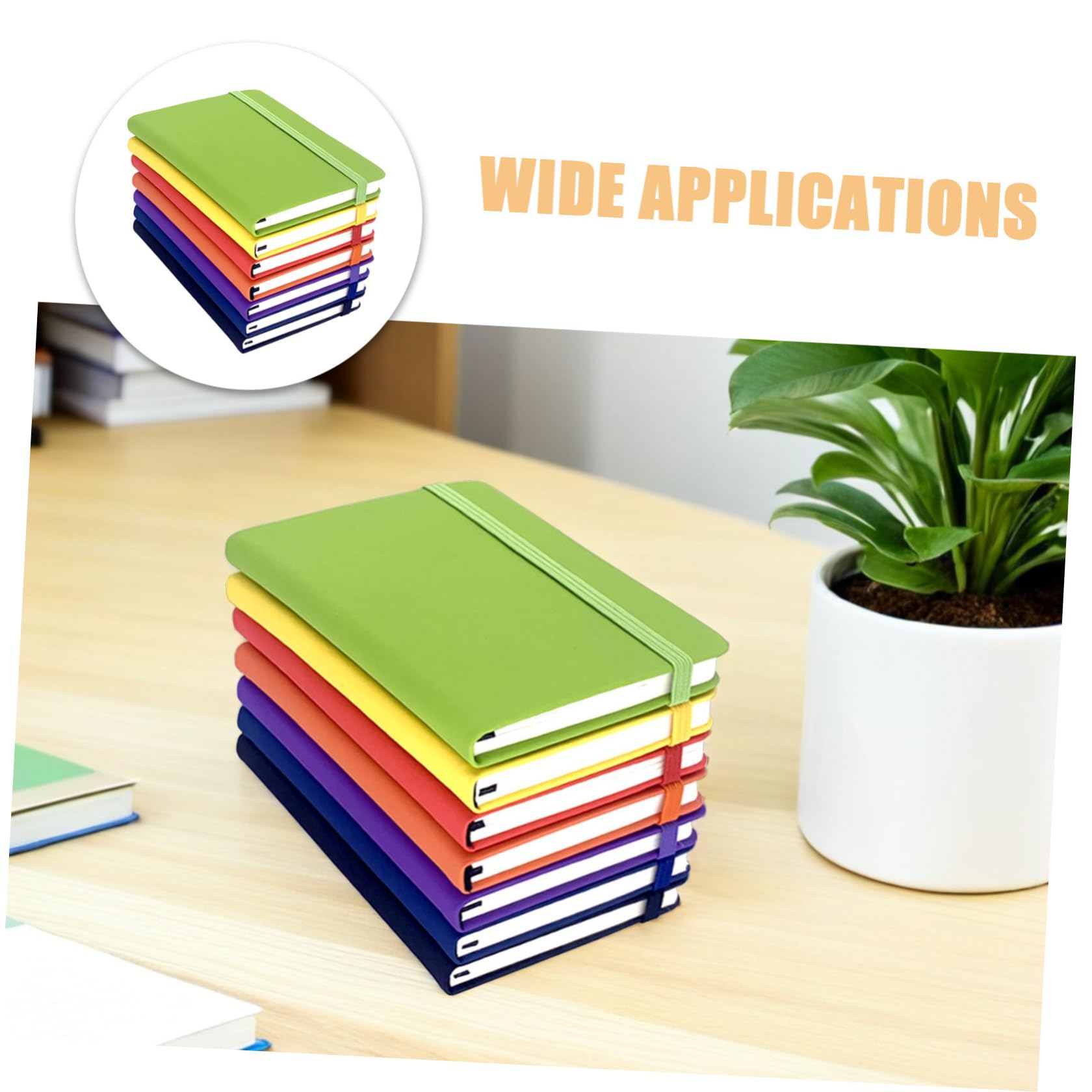 Set 7 Quaderni A6 con Copertina Pu e Pagine Rigate, Taccuini Portatili con Cinturino Elastico per Studenti e Viaggi, Carta che Previene Sbavature