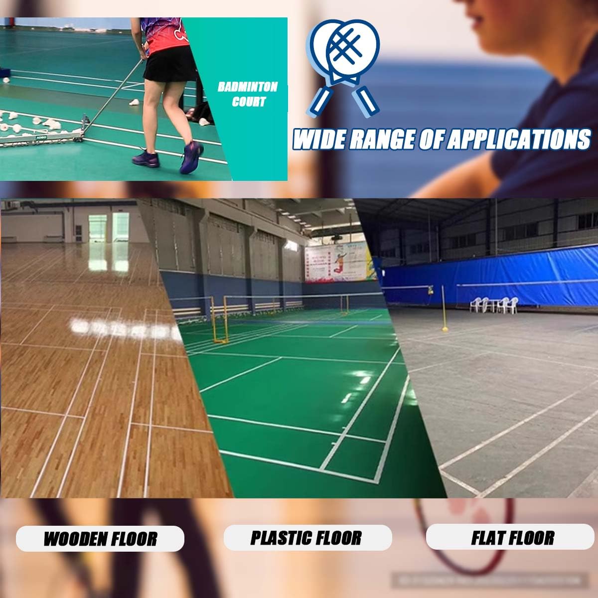 Raccoglitore per volano da badminton con ruote silenziose, spazzatrice leggera e portatile per una conservazione rapida, ideale per una rapida pulizia del badminton