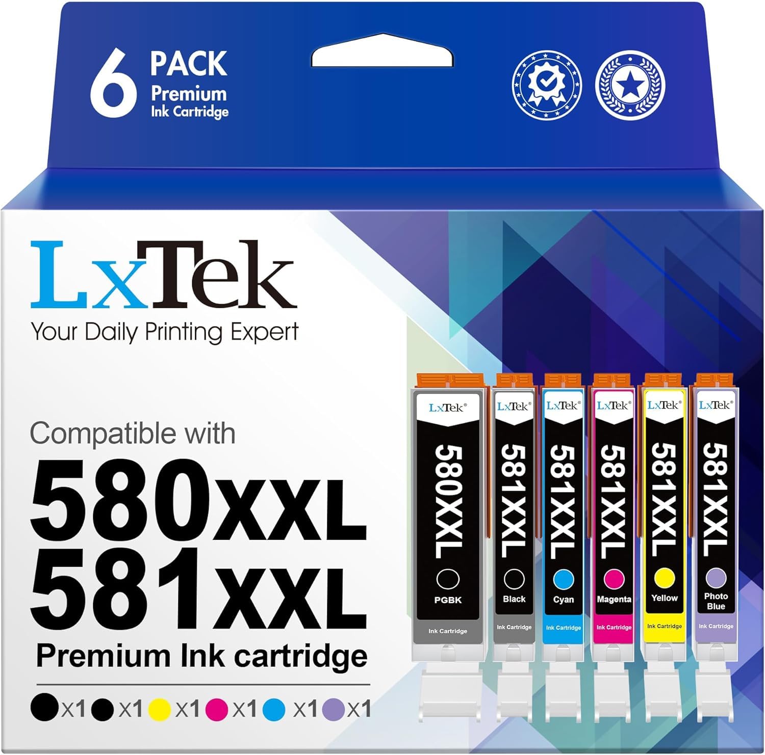 LxTek 560 561 Patronen Kompatibel für Canon TS5350i Patronen für Canon Druckerpatronen 560 561 für Canon 560 561 Patronen 560XL 561XL Druckerpatronen TS7450i TS5350a TS5351i (Schwarz Farbe, 2er-Pack)