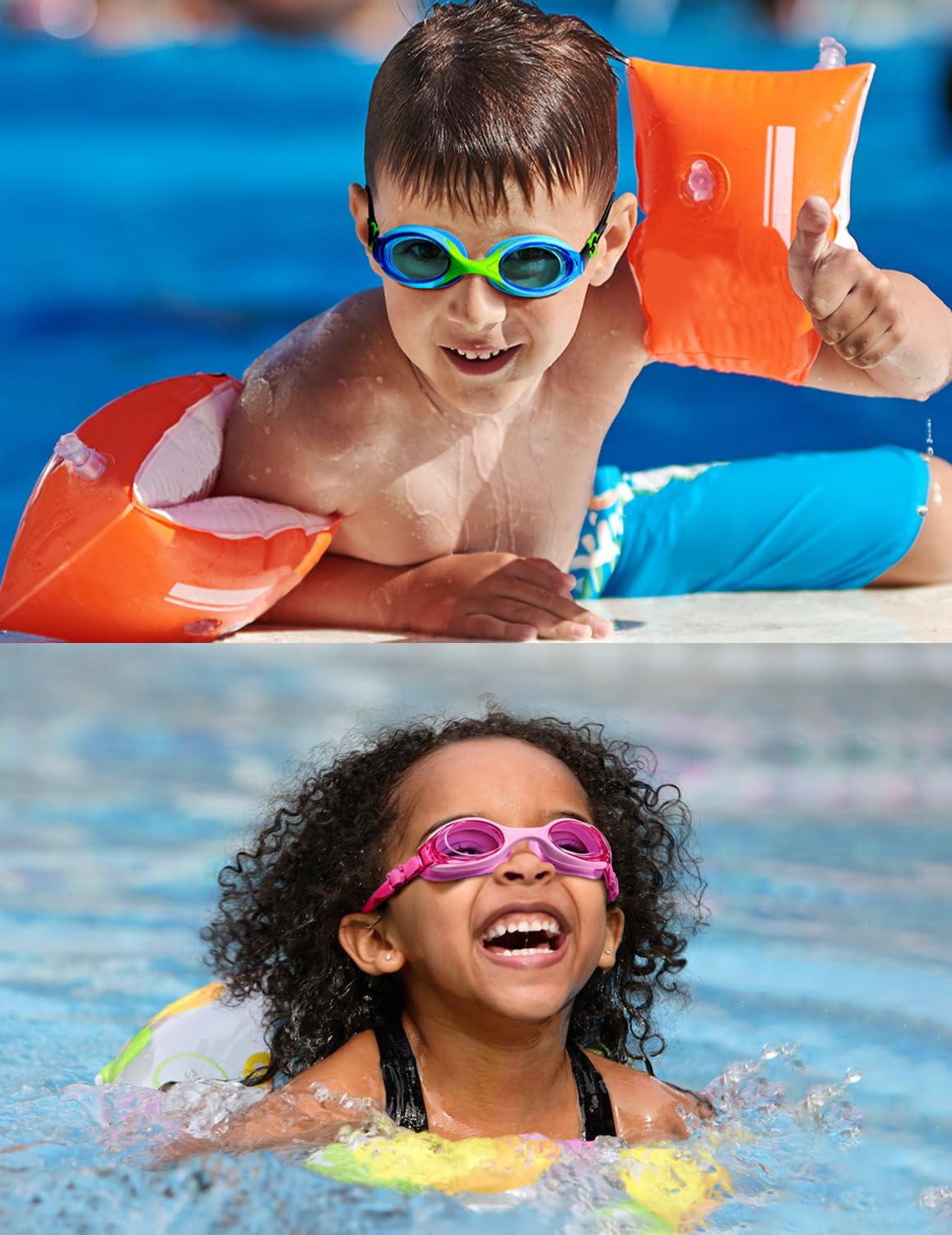 Lobyoh Gafas Natación para Niños 2 Piezas Antivaho Sin Fugas Visión Clara 3-12 Años