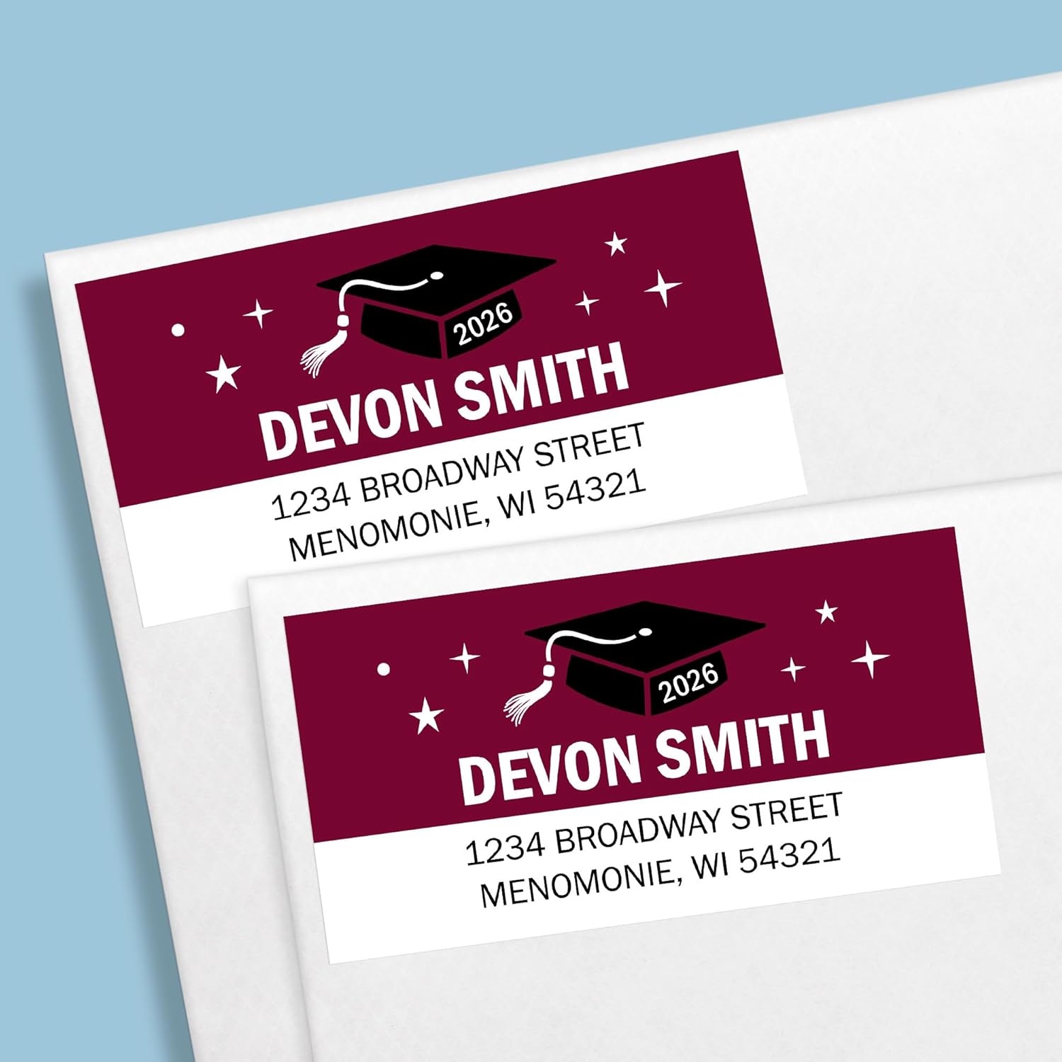 Big Dot of Happiness Maroon Grad Party Personalized Return Address Labels for Envelopes, Custom Stickers with Name & Address, Home Mailing Labels for Invites & Thank Yous - 120 Count
