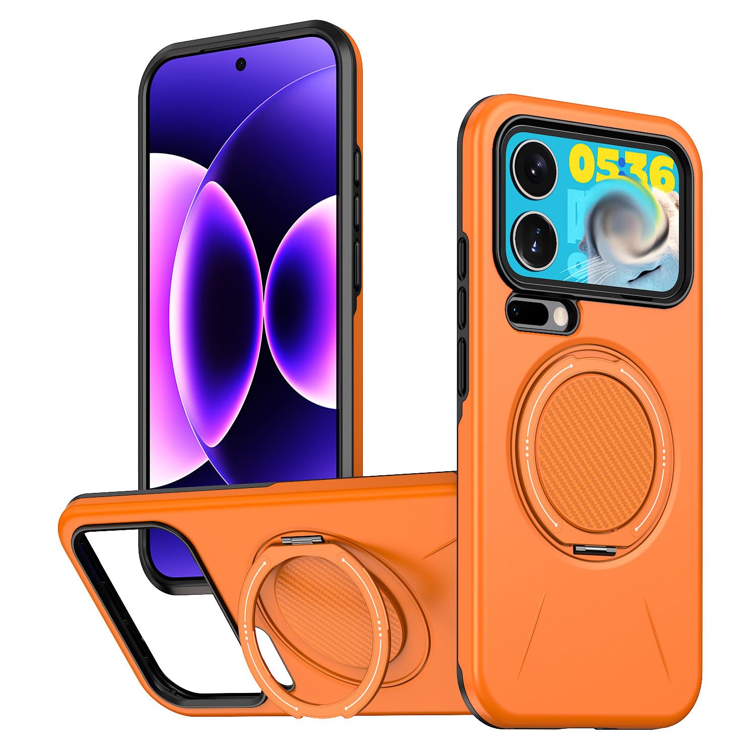 Etui Xiaomi 17 Pro Max orange haute résistance avec anneau magnétique intégré