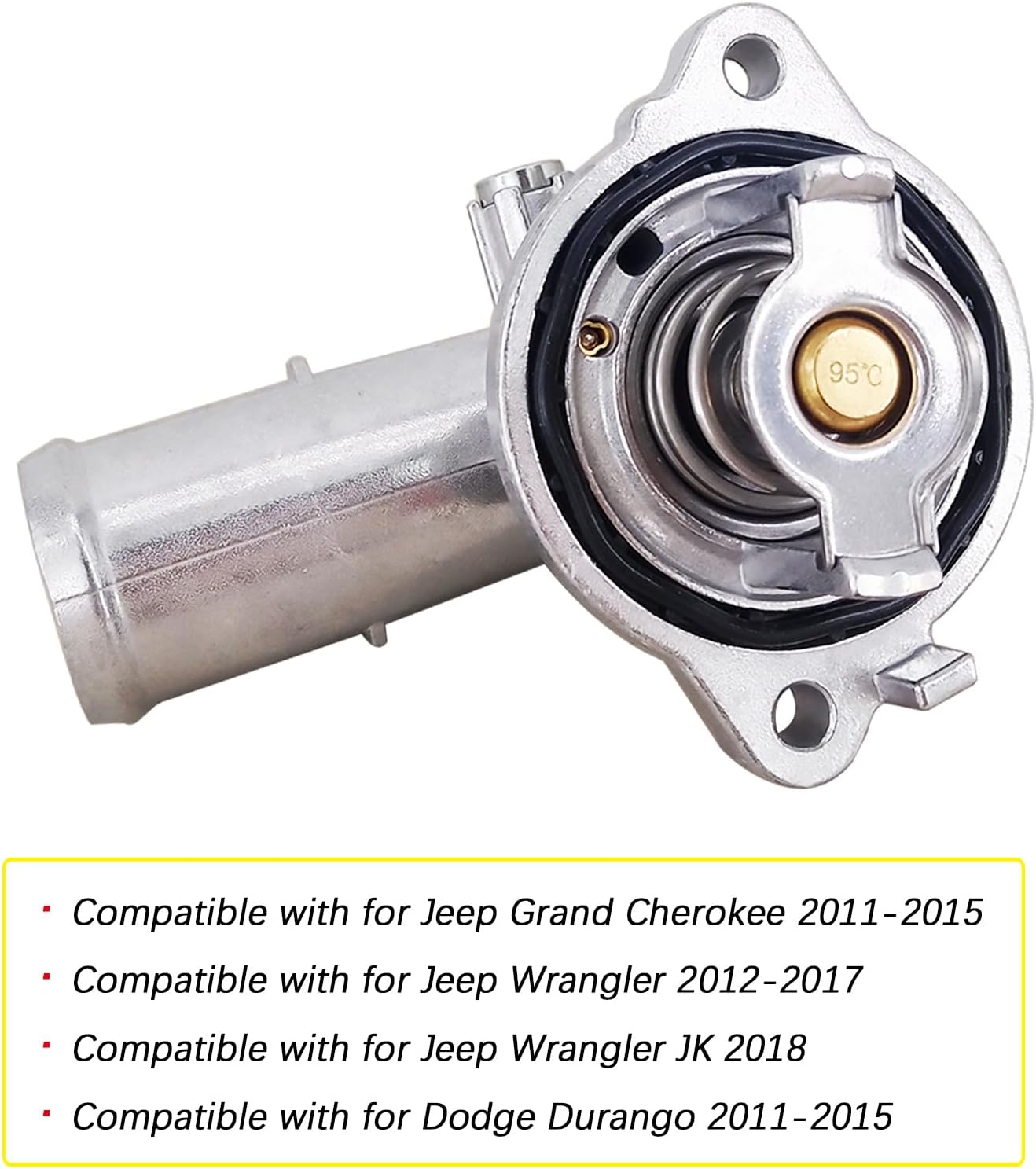 Coolant Thermostat Housing Assembly fit for 2011-2015 Jeep Grand Cherokee 2012-2017 Wrangler 2011-2015 Dodge Durango V6 3.6L Replace 902-852 5184651AF w/2Pcs Screws