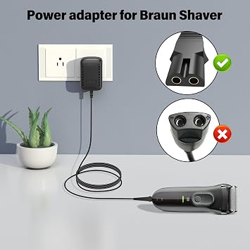 Charger for Braun Shavers Series 9 7 3 5 1 3040s 340s 9385cc 12V 400mA