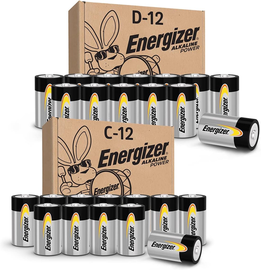 Energizer Alkaline Power C Batteries and D Batteries