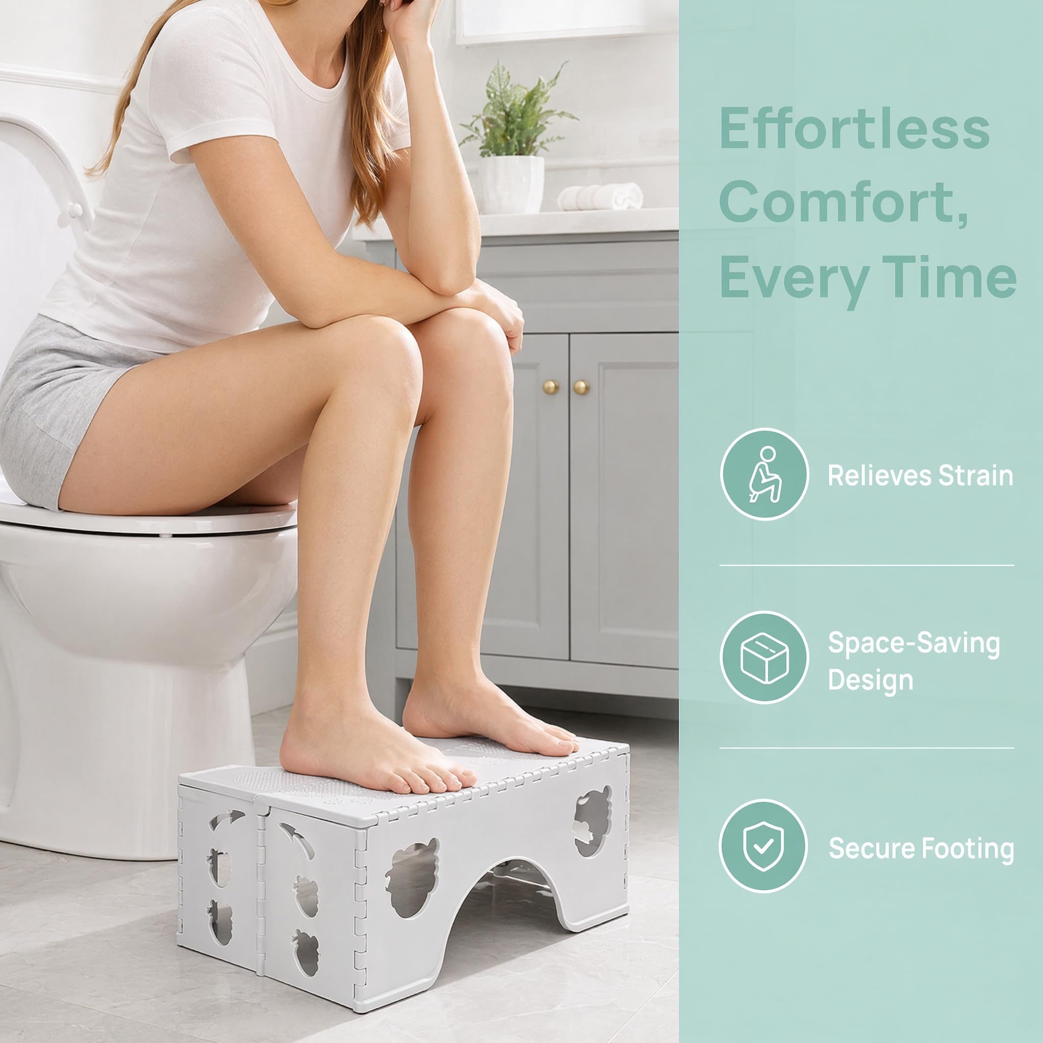 Toilettenhocker Klappbar WC Hocker für Erwachsene Kackhocker | Faltbarer Tritthocker Badezimmerhocker Toiletten Fußhocker Toilettenhocker für eine korrekte Sitzposition beim Stuhlgang