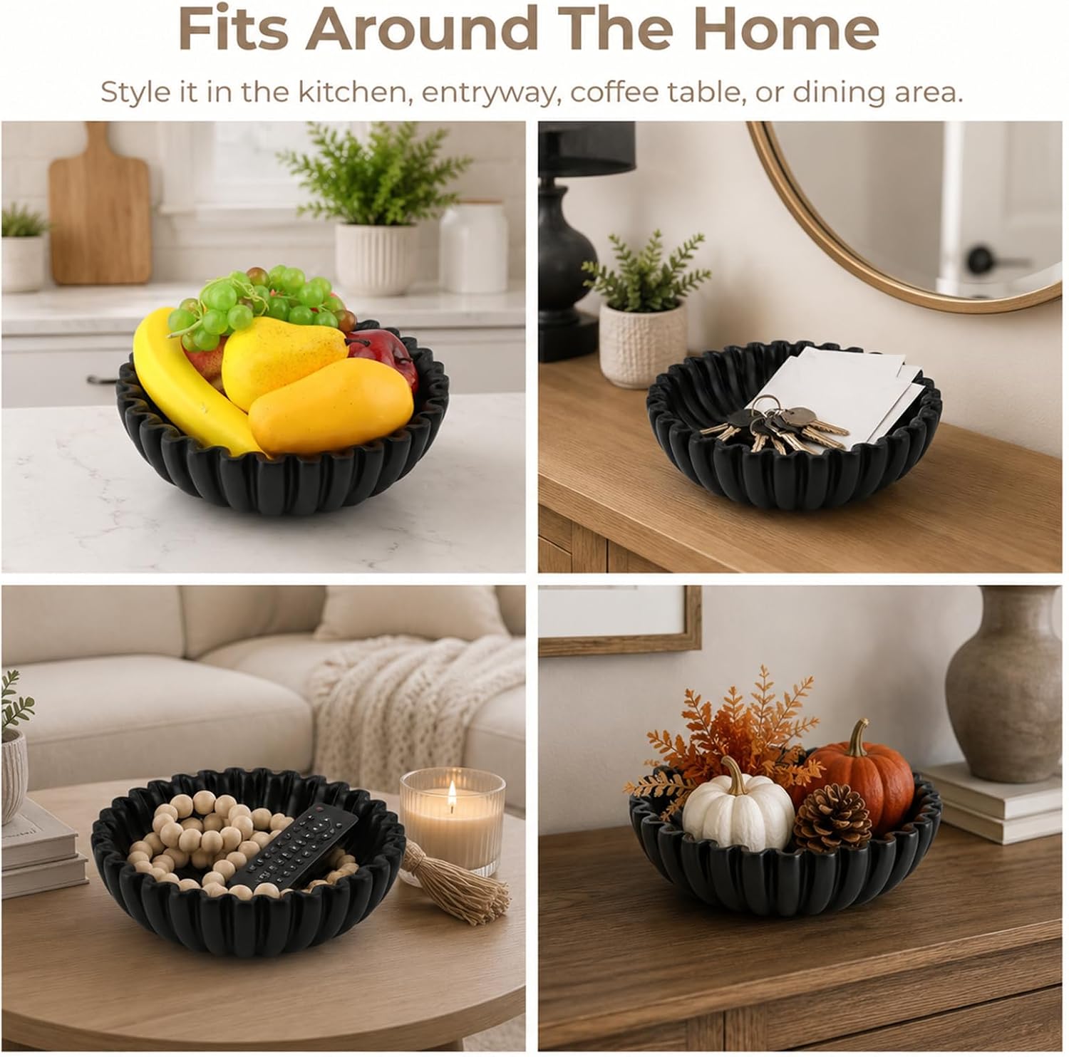 Decorative Fruit Bowl For Kitchen Counter, Large Resin Key Bowl